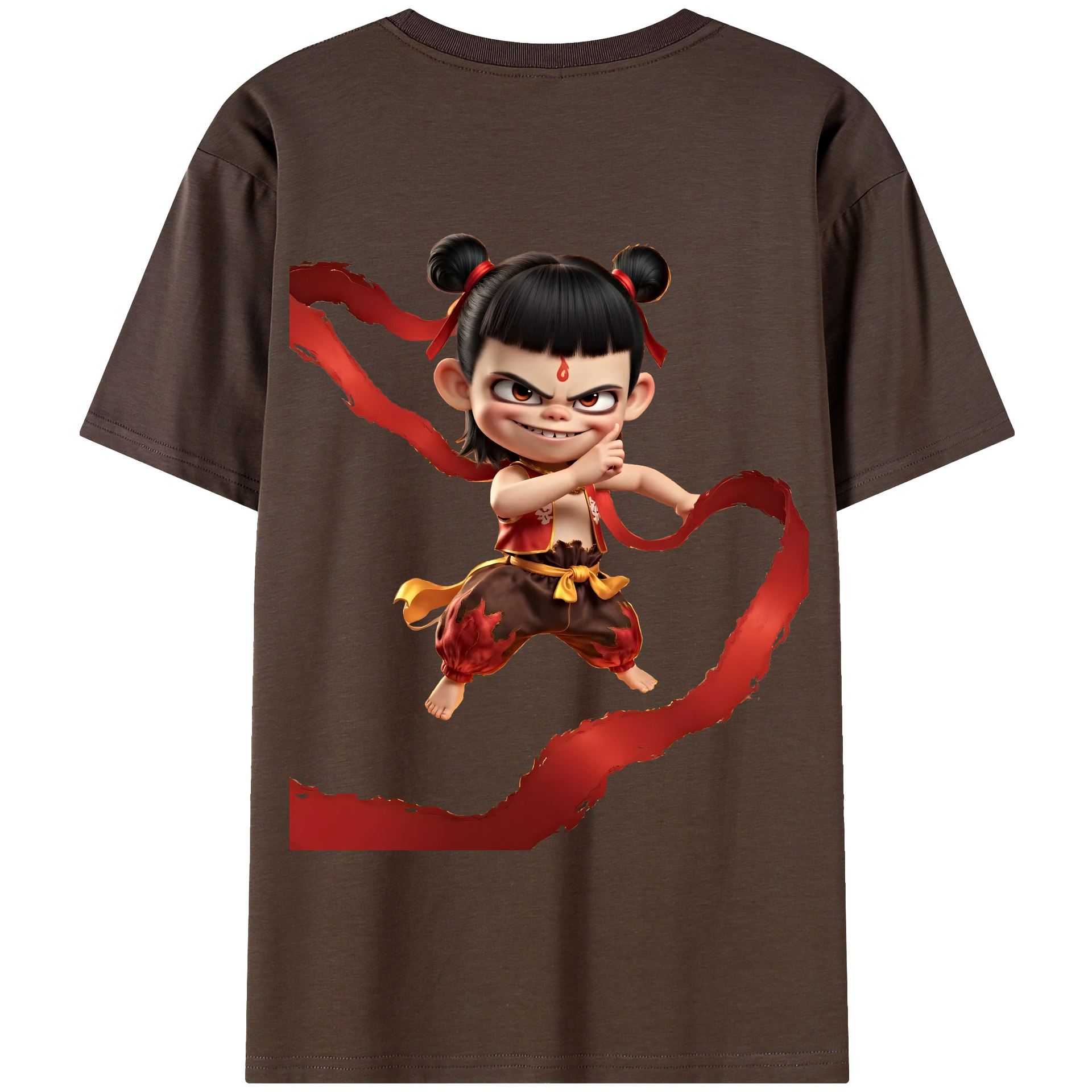 （画像用） Ne Zha 2 ナタ 魔童の大暴れ 綿100％半袖Tシャツ（背面プリント）