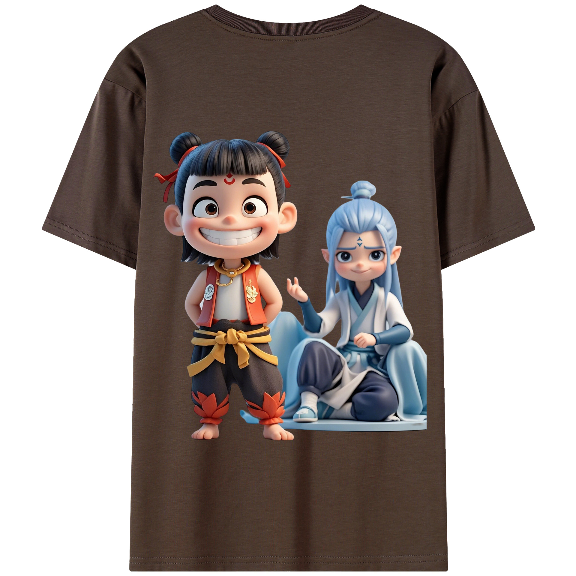 （画像用） Ne Zha 2 ナタ 魔童の大暴れ 綿100％半袖Tシャツ（背面プリント）