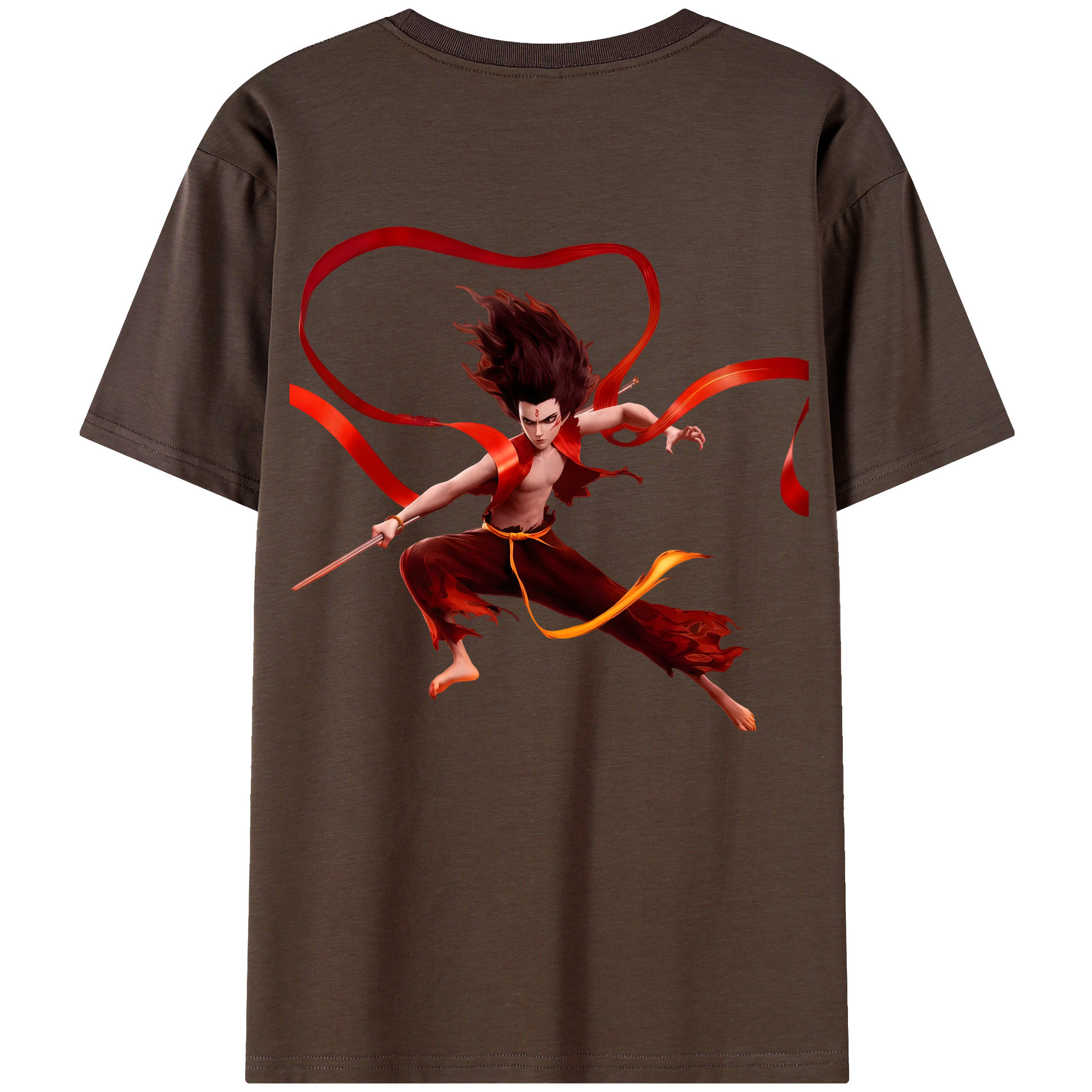 （画像用） Ne Zha 2 ナタ 魔童の大暴れ 綿100％半袖Tシャツ（背面プリント）
