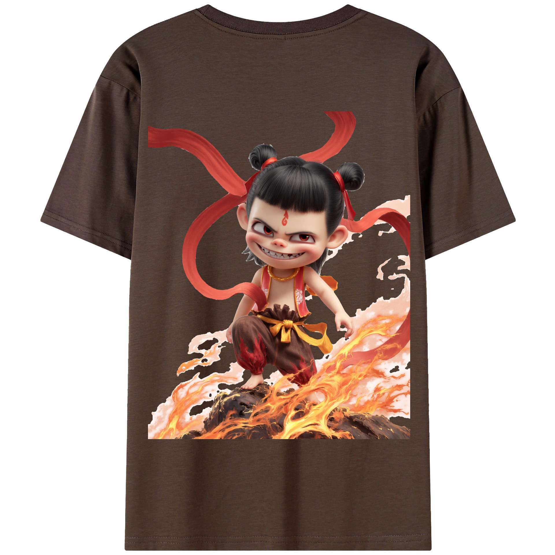 （画像用） Ne Zha 2 ナタ 魔童の大暴れ 綿100％半袖Tシャツ（背面プリント）