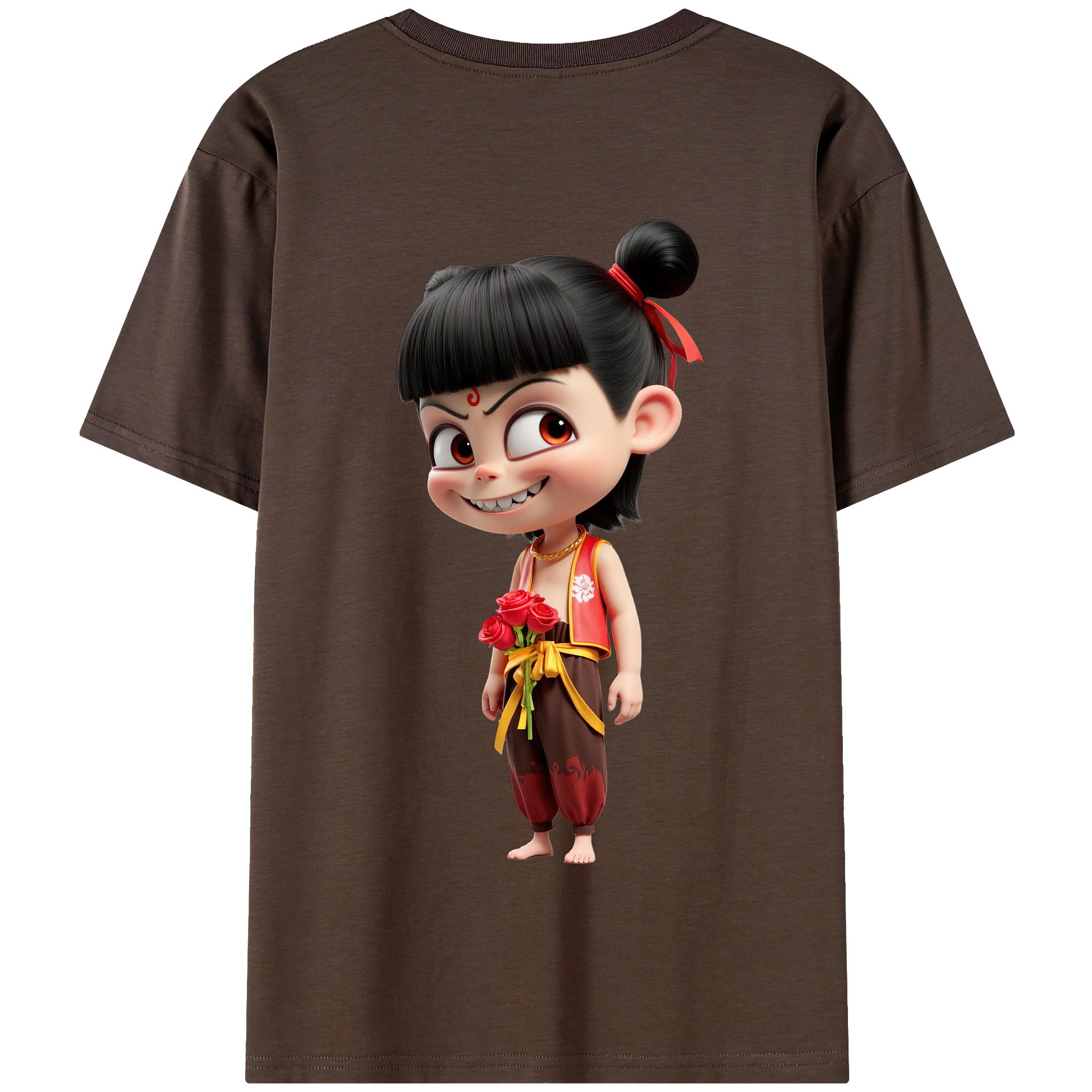（画像用） Ne Zha 2 ナタ 魔童の大暴れ 綿100％半袖Tシャツ（背面プリント）