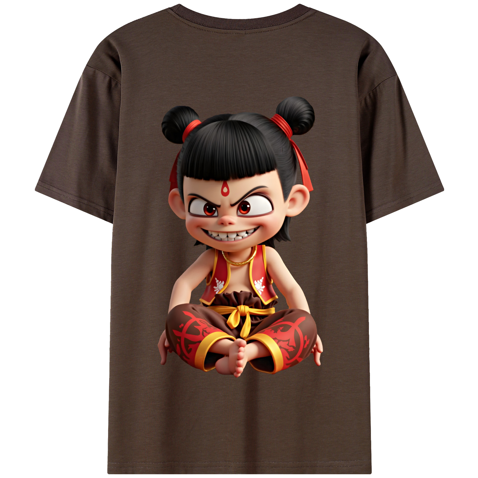 （画像用） Ne Zha 2 ナタ 魔童の大暴れ 綿100％半袖Tシャツ（背面プリント）