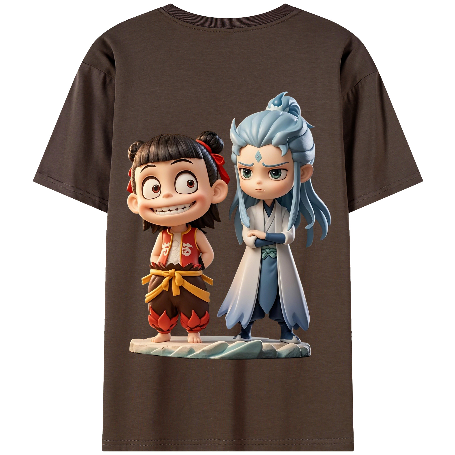 （画像用） Ne Zha 2 ナタ 魔童の大暴れ 綿100％半袖Tシャツ（背面プリント）