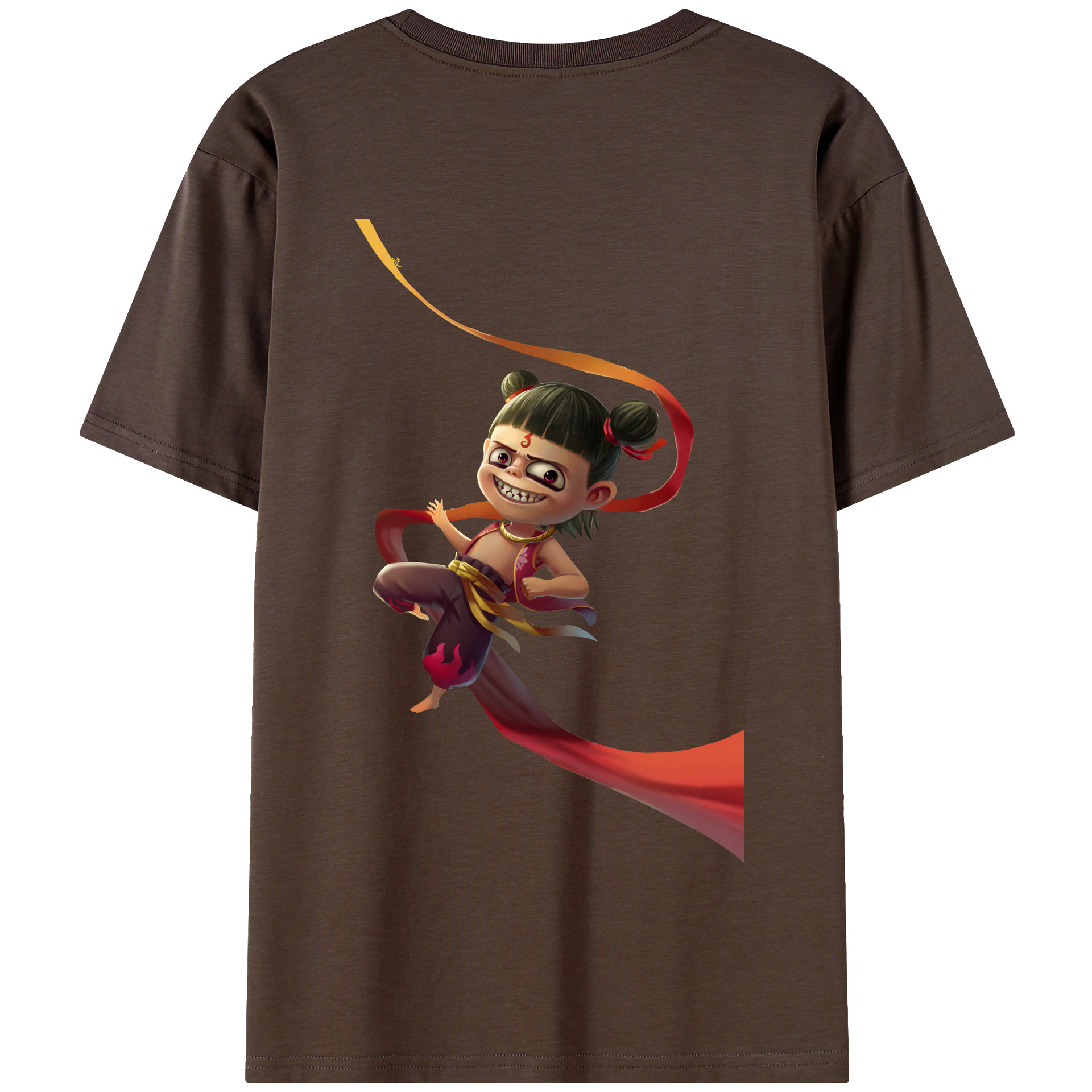 （画像用） Ne Zha 2 ナタ 魔童の大暴れ 綿100％半袖Tシャツ（背面プリント）