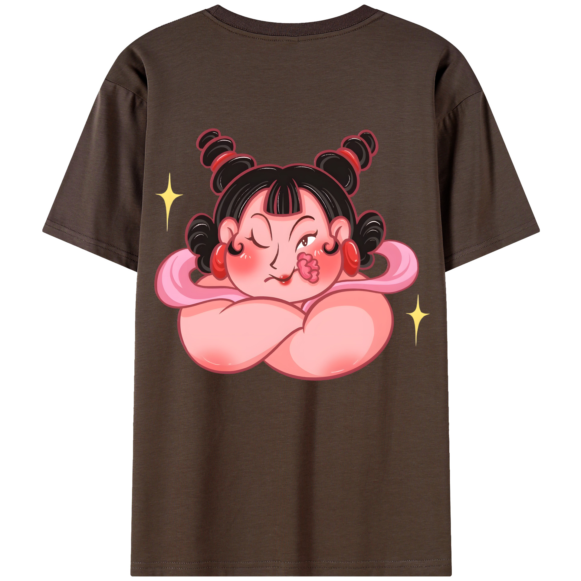 （画像用） Ne Zha 2 ナタ 魔童の大暴れ 綿100％半袖Tシャツ（背面プリント）