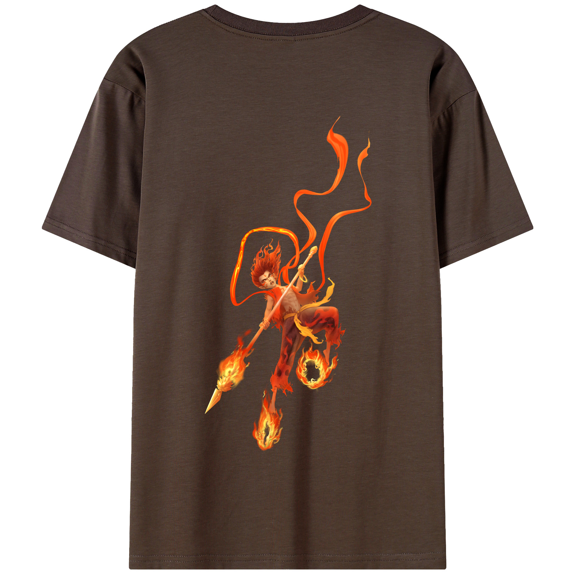 （画像用） Ne Zha 2 ナタ 魔童の大暴れ 綿100％半袖Tシャツ（背面プリント）
