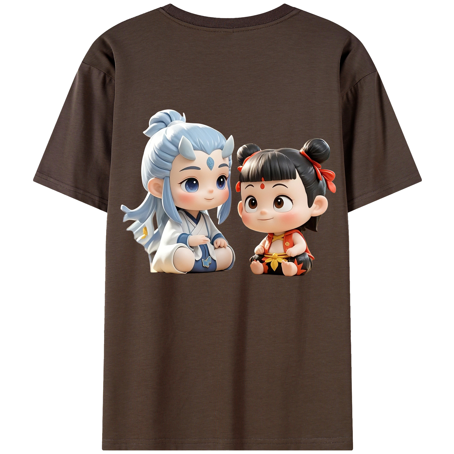 （画像用） Ne Zha 2 ナタ 魔童の大暴れ 綿100％半袖Tシャツ（背面プリント）