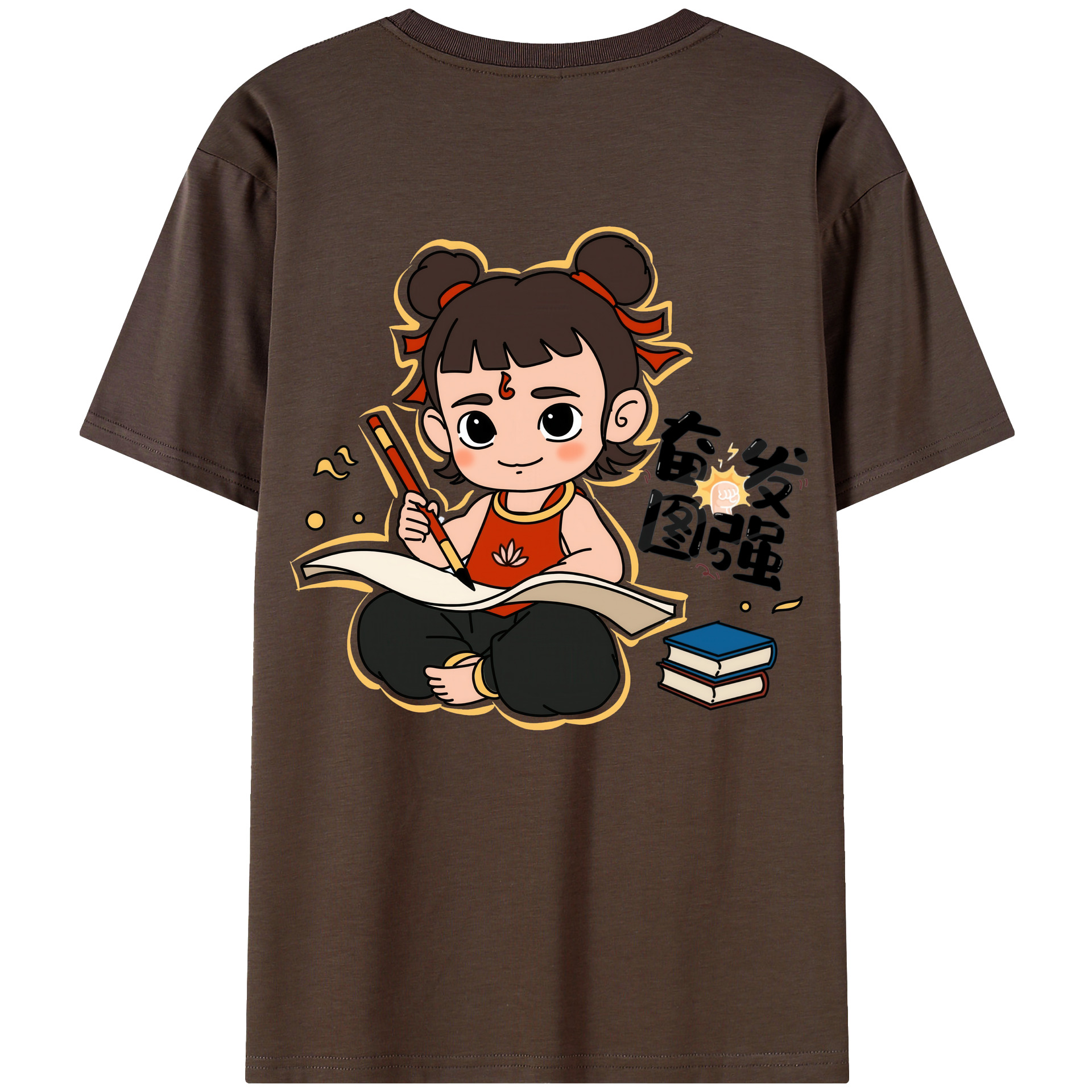 （画像用） Ne Zha 2 ナタ 魔童の大暴れ 綿100％半袖Tシャツ（背面プリント）