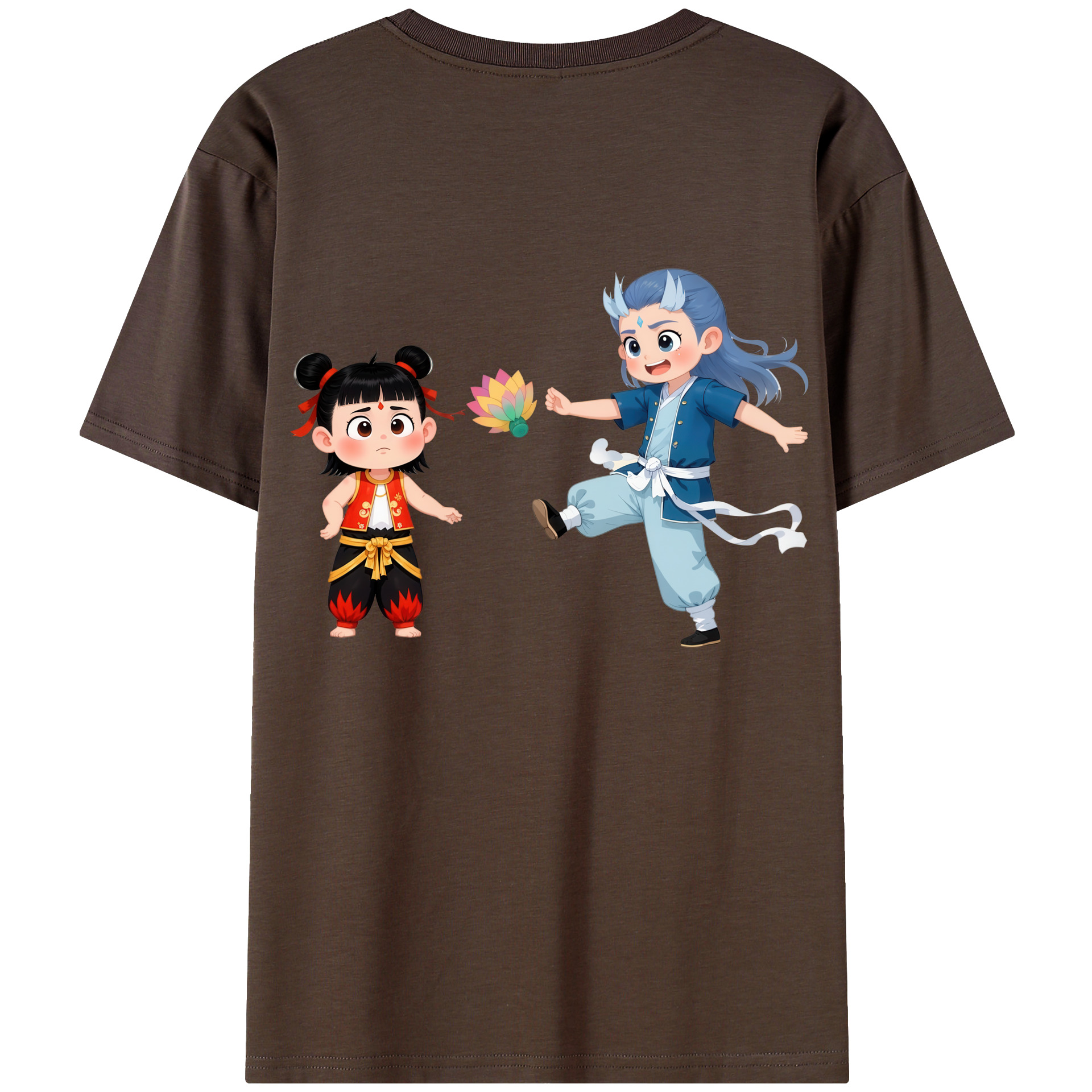 （画像用） Ne Zha 2 ナタ 魔童の大暴れ 綿100％半袖Tシャツ（背面プリント）
