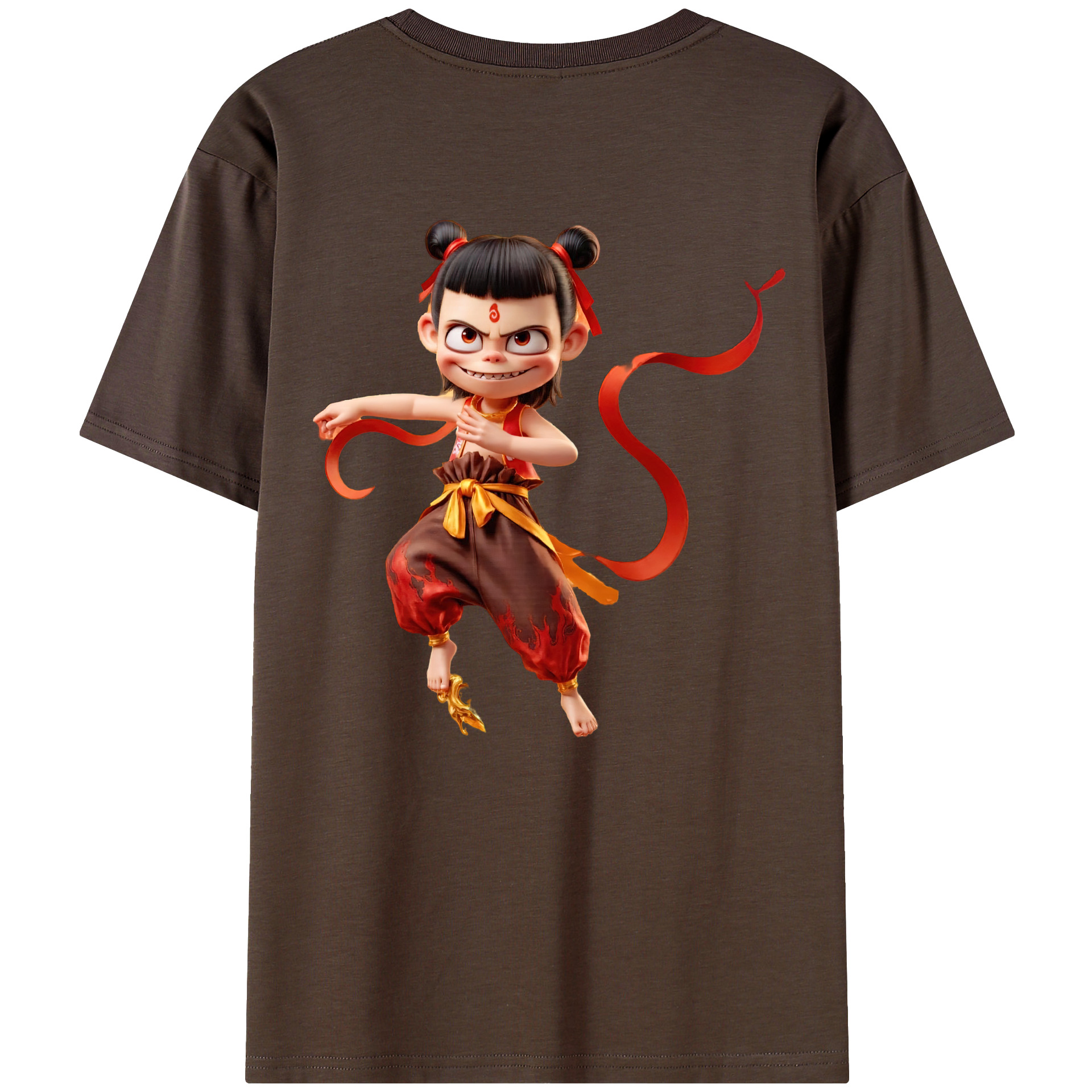 （画像用） Ne Zha 2 ナタ 魔童の大暴れ 綿100％半袖Tシャツ（背面プリント）
