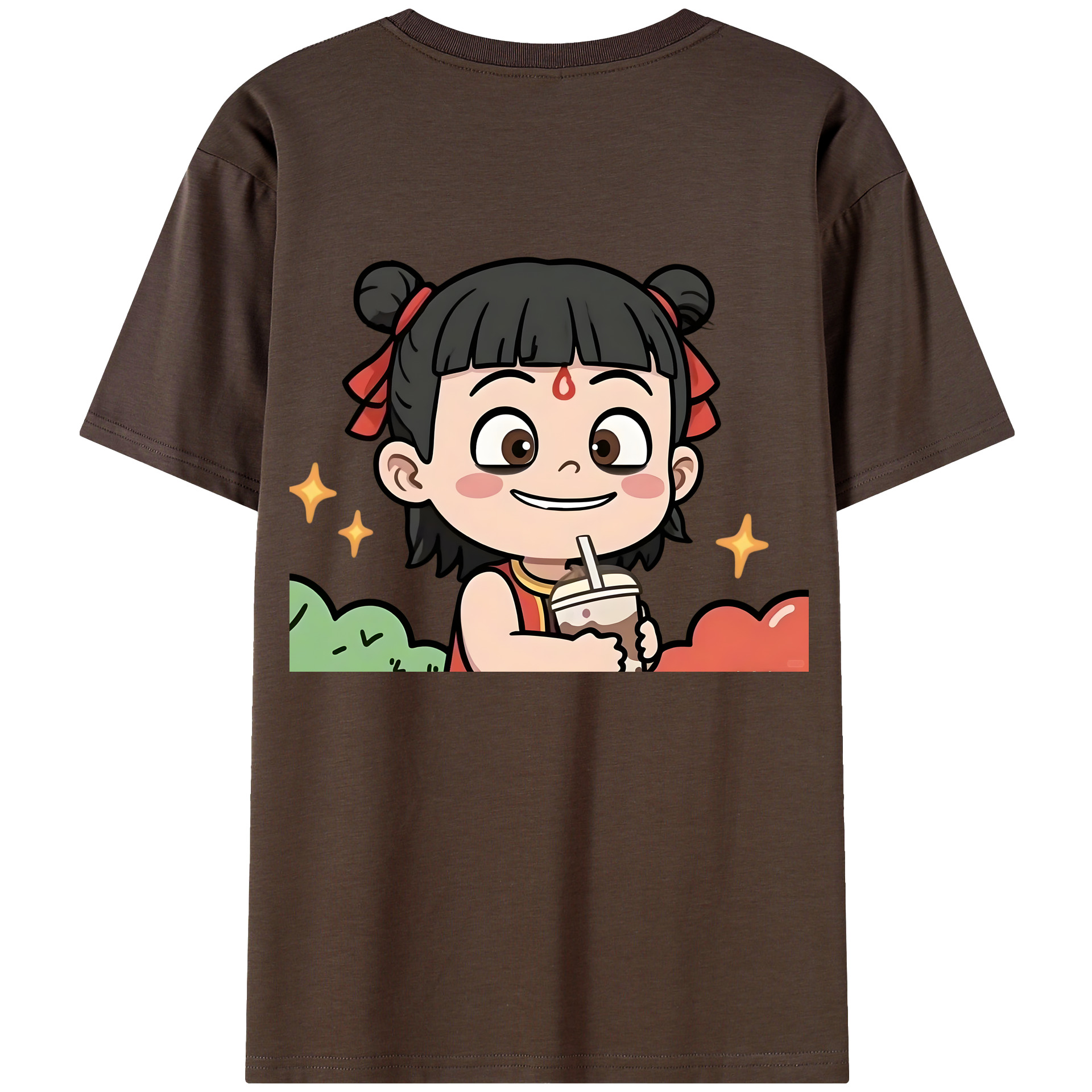 （画像用） Ne Zha 2 ナタ 魔童の大暴れ 綿100％半袖Tシャツ（背面プリント）