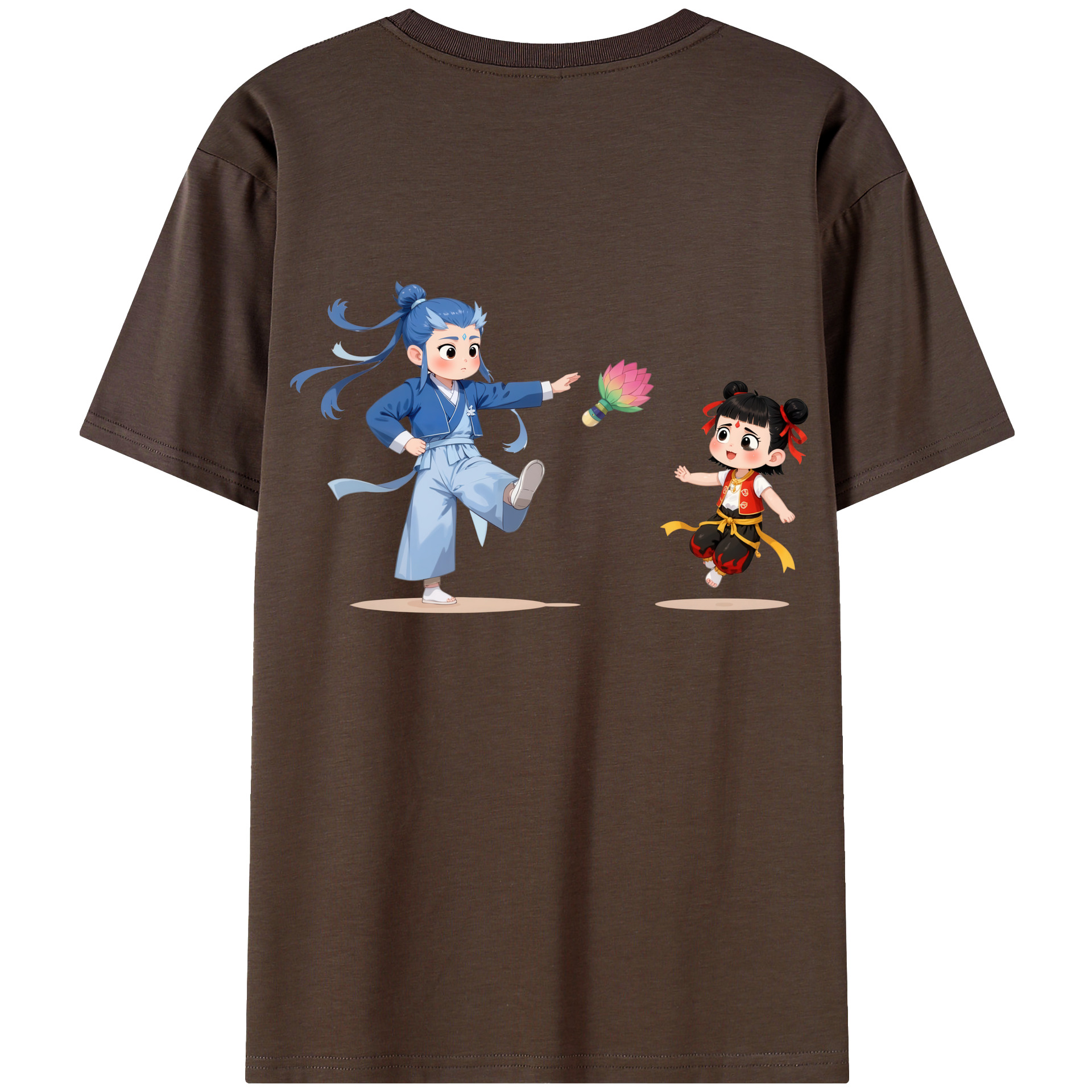 （画像用） Ne Zha 2 ナタ 魔童の大暴れ 綿100％半袖Tシャツ（背面プリント）