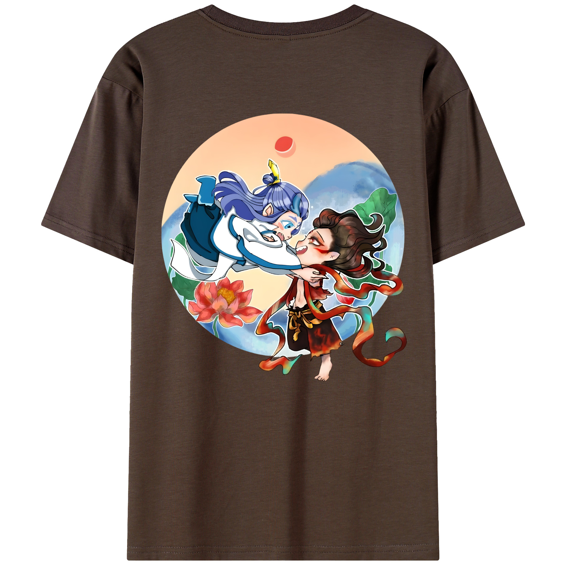 （画像用） Ne Zha 2 ナタ 魔童の大暴れ 綿100％半袖Tシャツ（背面プリント）
