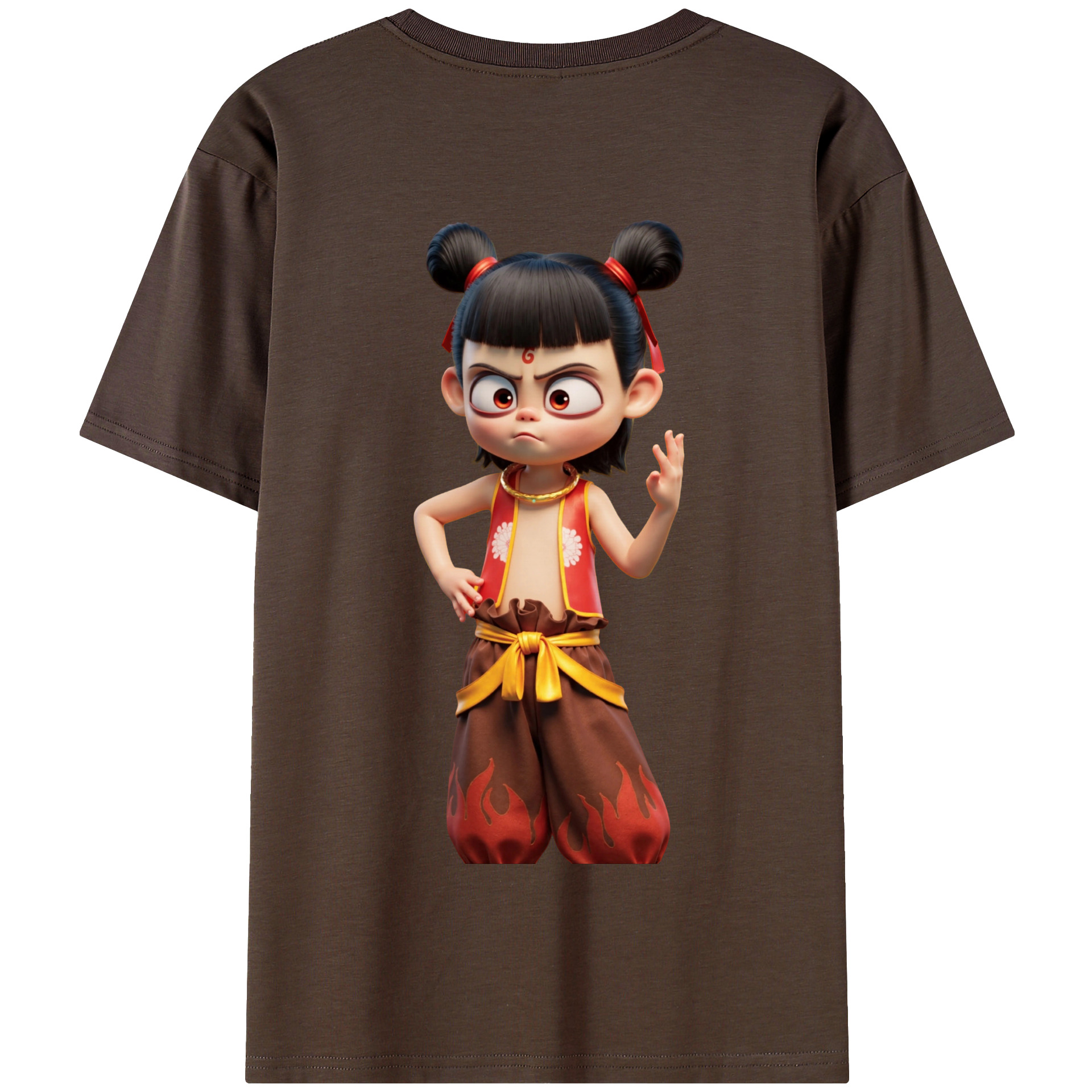 （画像用） Ne Zha 2 ナタ 魔童の大暴れ 綿100％半袖Tシャツ（背面プリント）