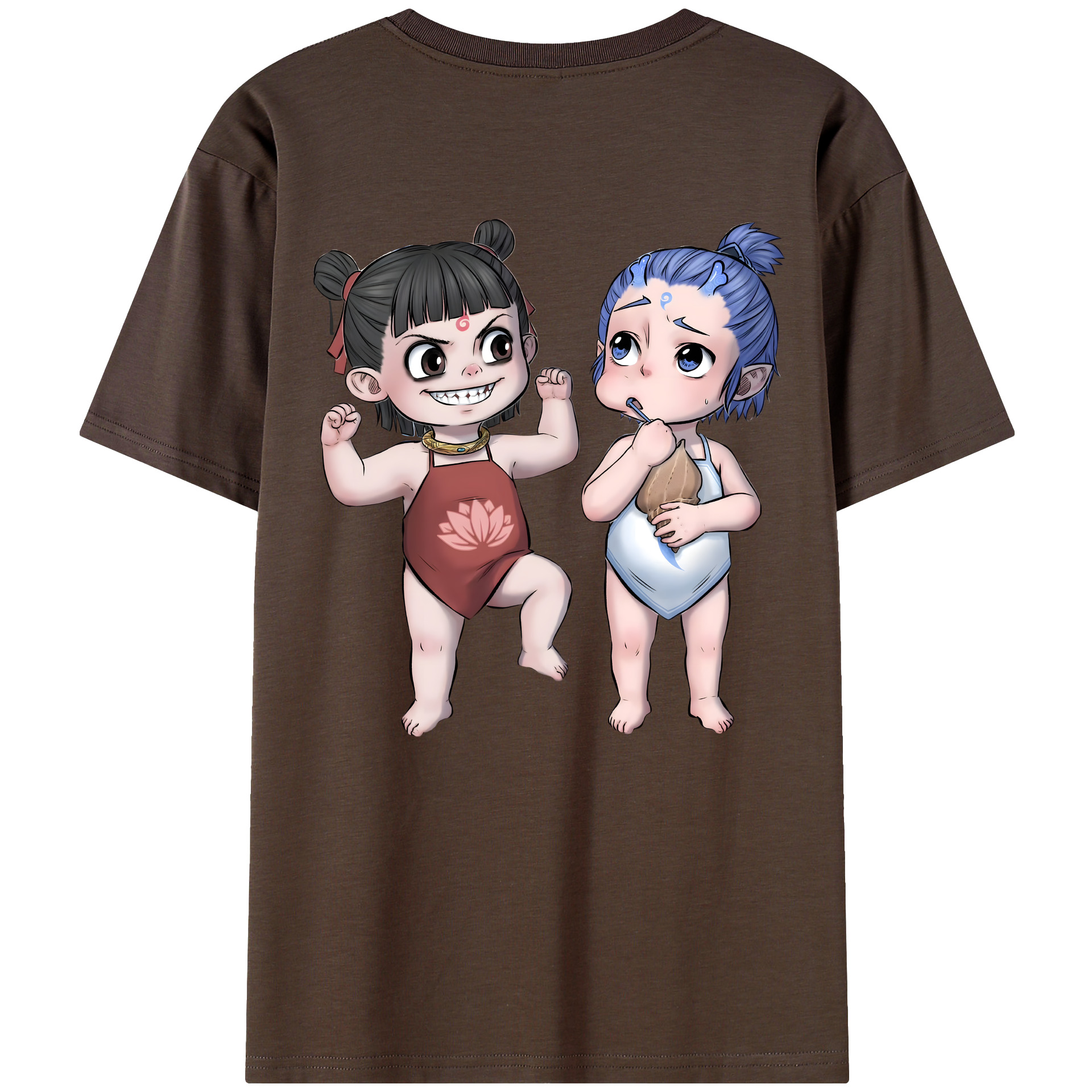 （画像用） Ne Zha 2 ナタ 魔童の大暴れ 綿100％半袖Tシャツ（背面プリント）