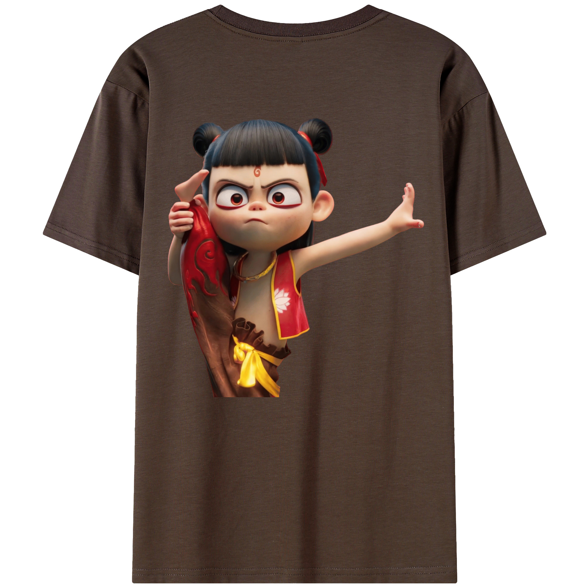 （画像用） Ne Zha 2 ナタ 魔童の大暴れ 綿100％半袖Tシャツ（背面プリント）