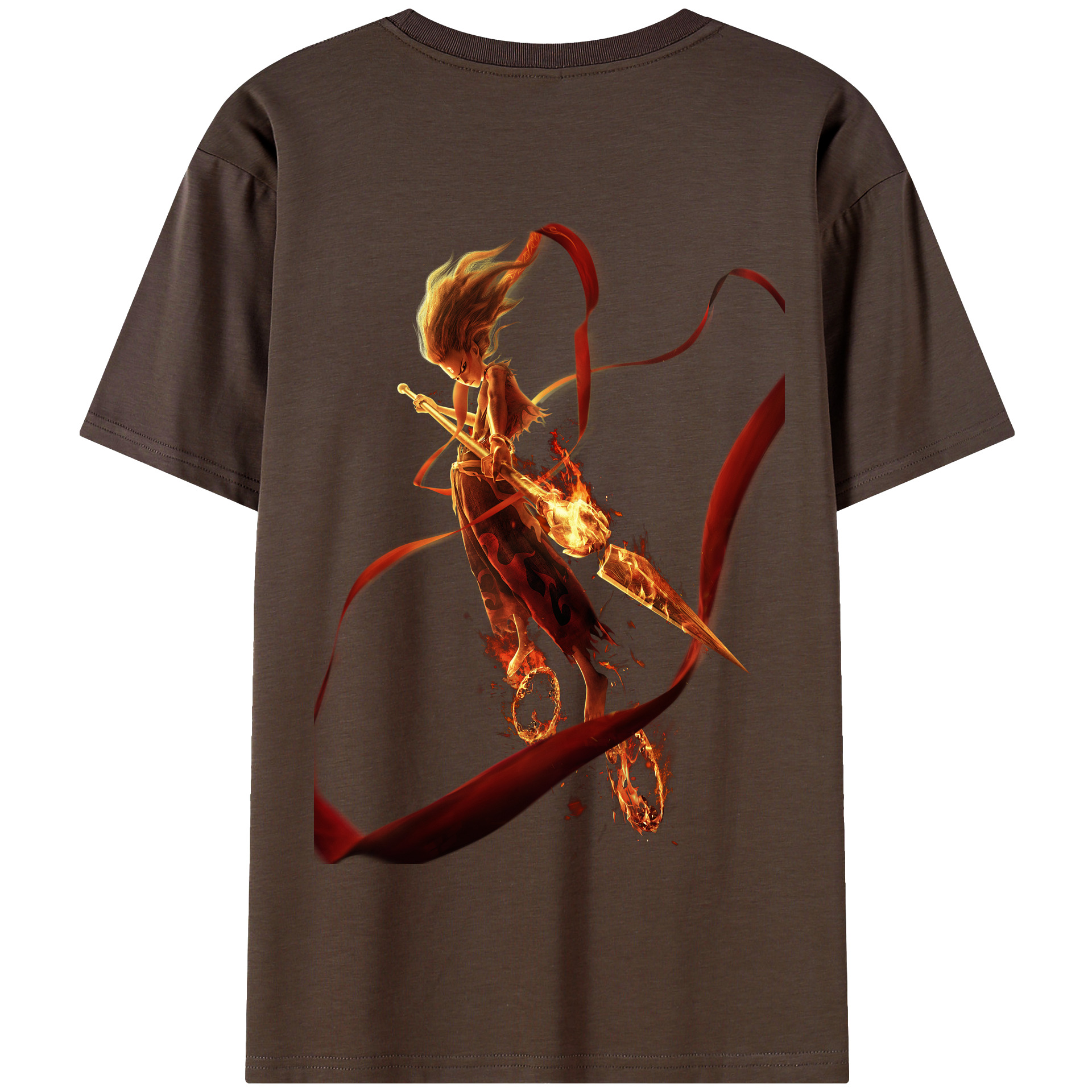 （画像用） Ne Zha 2 ナタ 魔童の大暴れ 綿100％半袖Tシャツ（背面プリント）