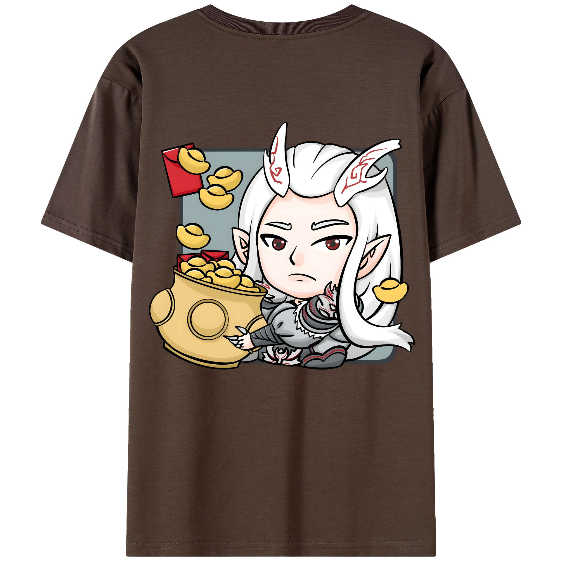 （画像用） Ne Zha 2 ナタ 魔童の大暴れ 綿100％半袖Tシャツ（背面プリント）