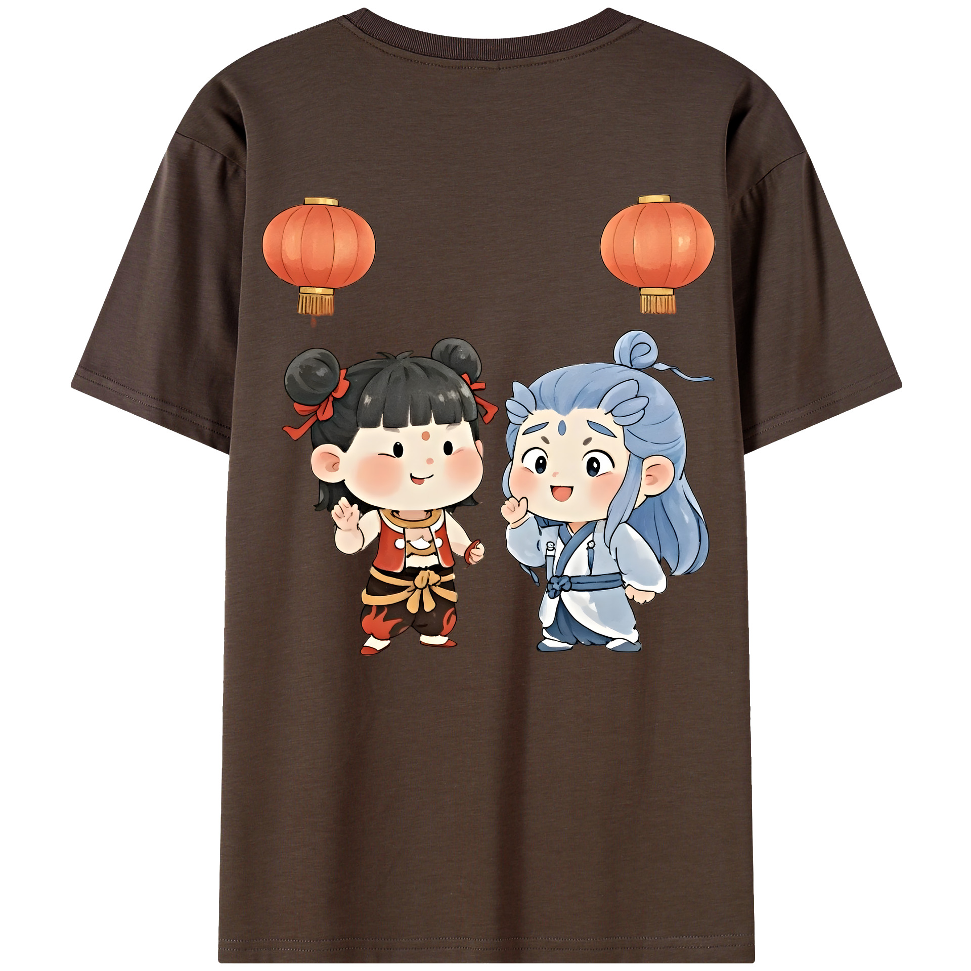 （画像用） Ne Zha 2 ナタ 魔童の大暴れ 綿100％半袖Tシャツ（背面プリント）