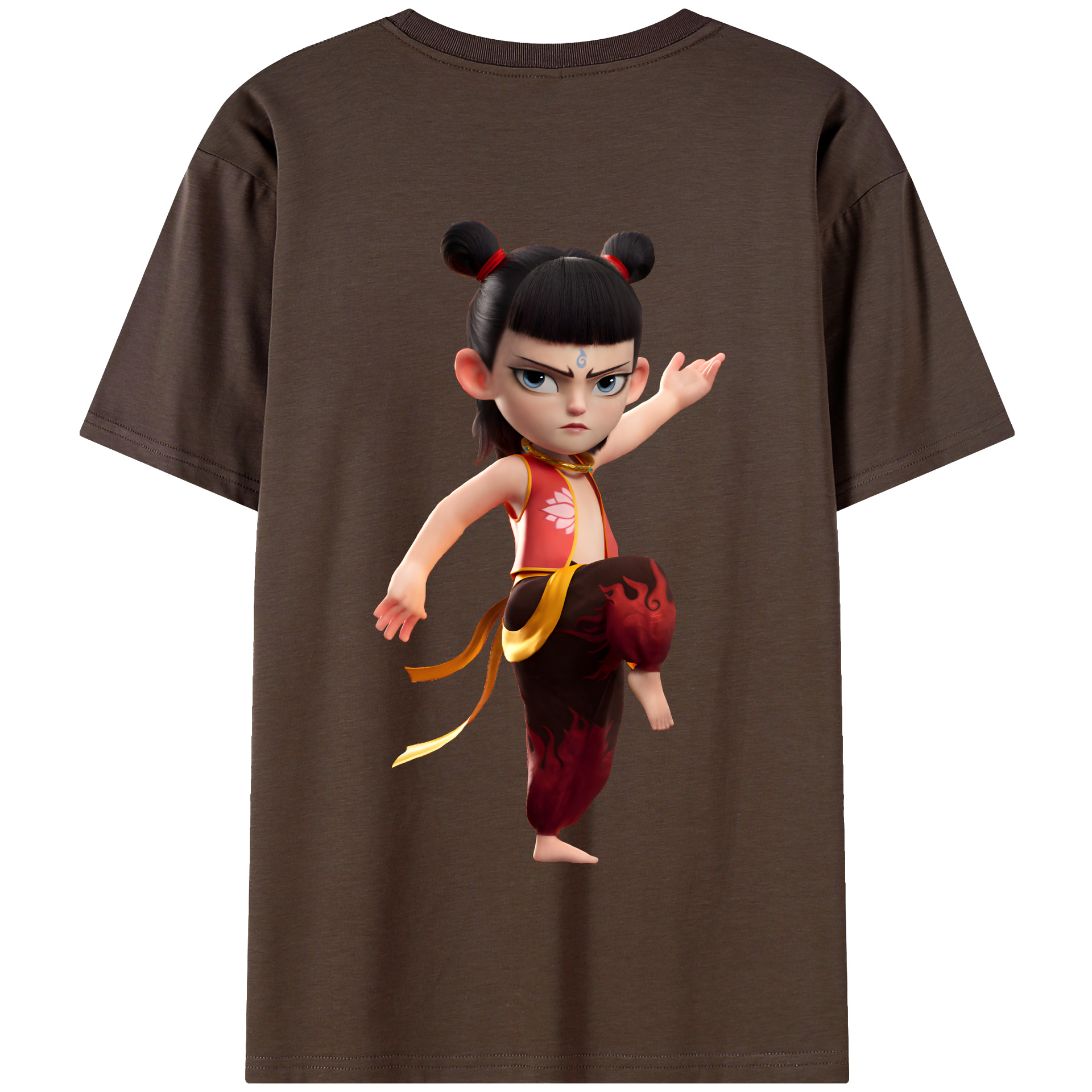 （画像用） Ne Zha 2 ナタ 魔童の大暴れ 綿100％半袖Tシャツ（背面プリント）