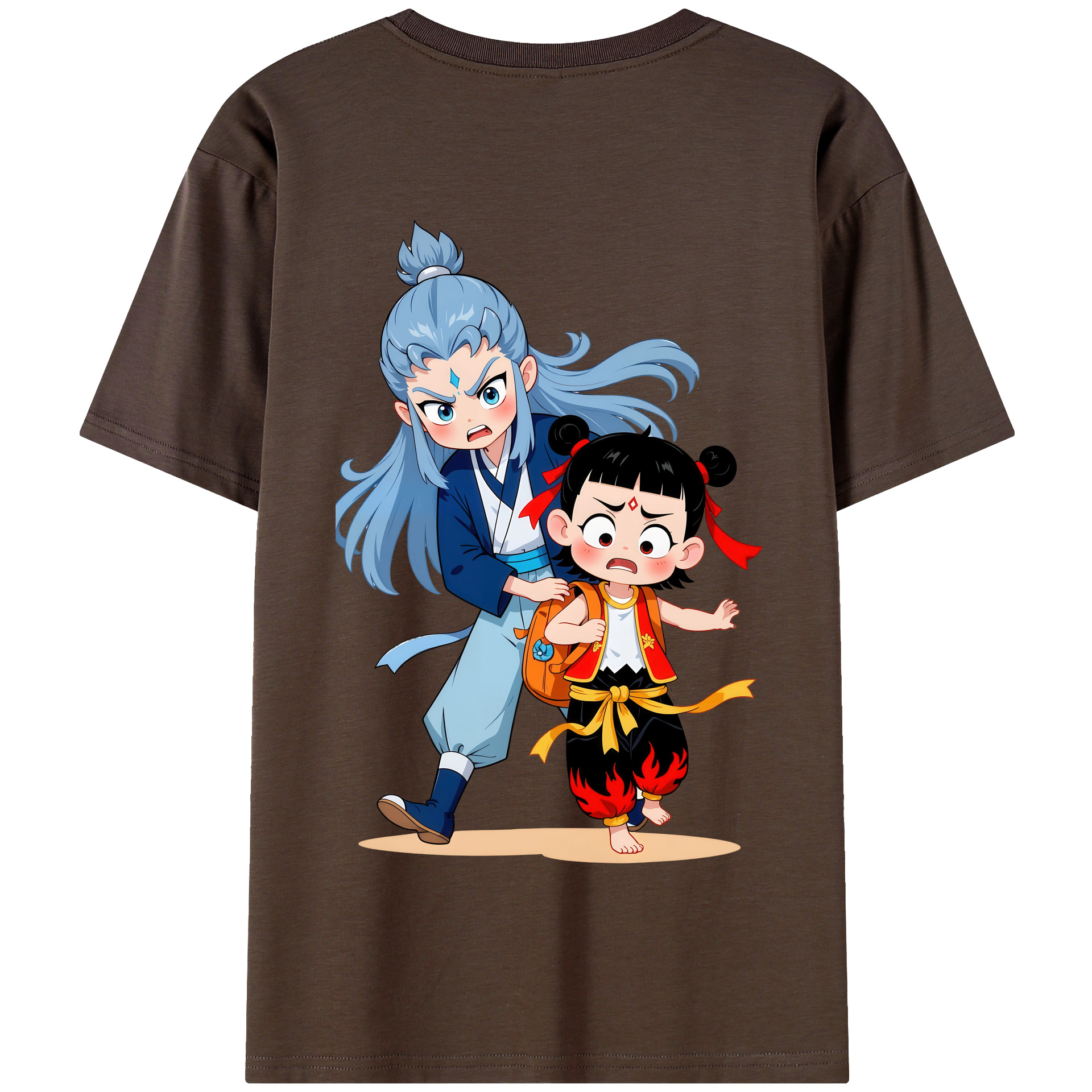 （画像用） Ne Zha 2 ナタ 魔童の大暴れ 綿100％半袖Tシャツ（背面プリント）