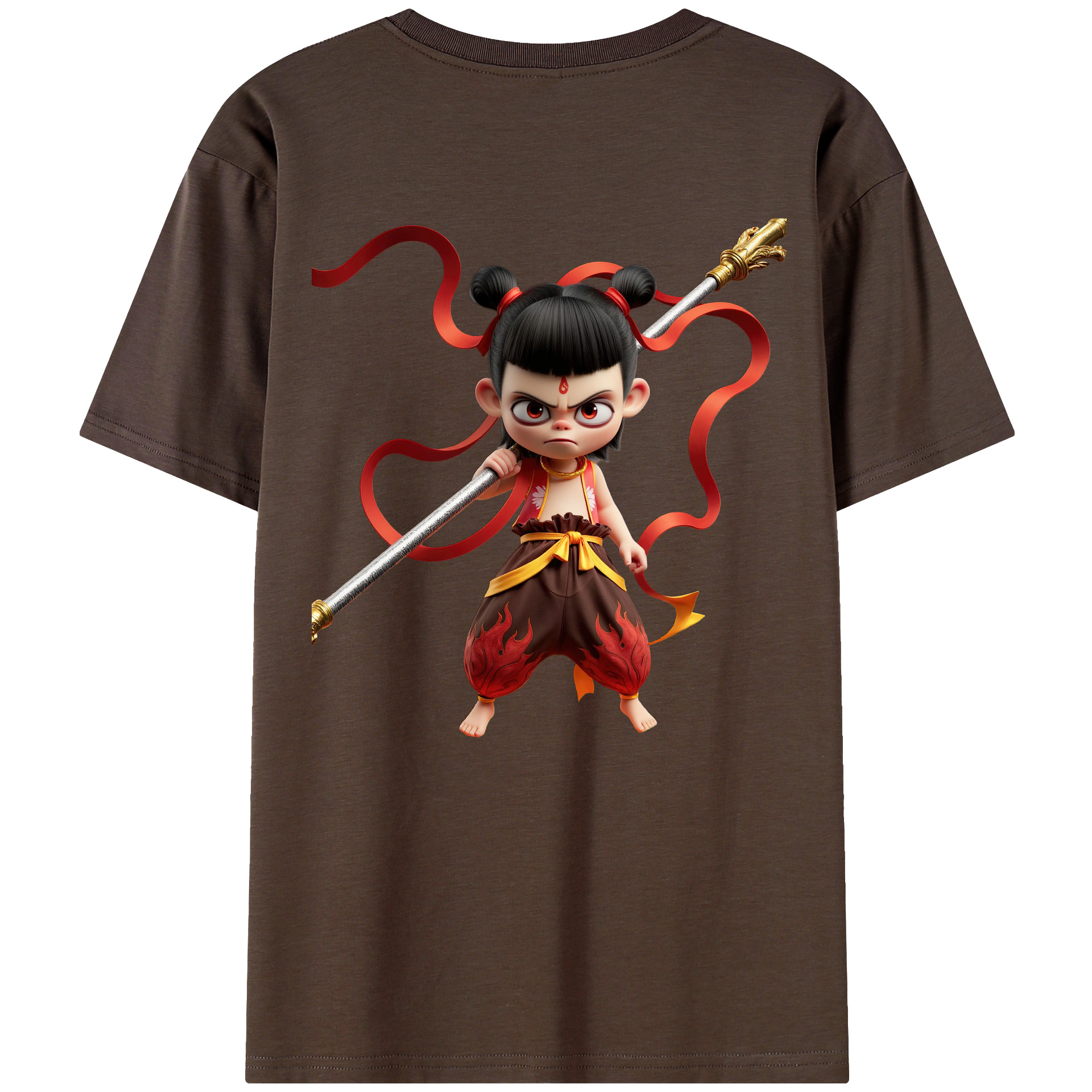 （画像用） Ne Zha 2 ナタ 魔童の大暴れ 綿100％半袖Tシャツ（背面プリント）