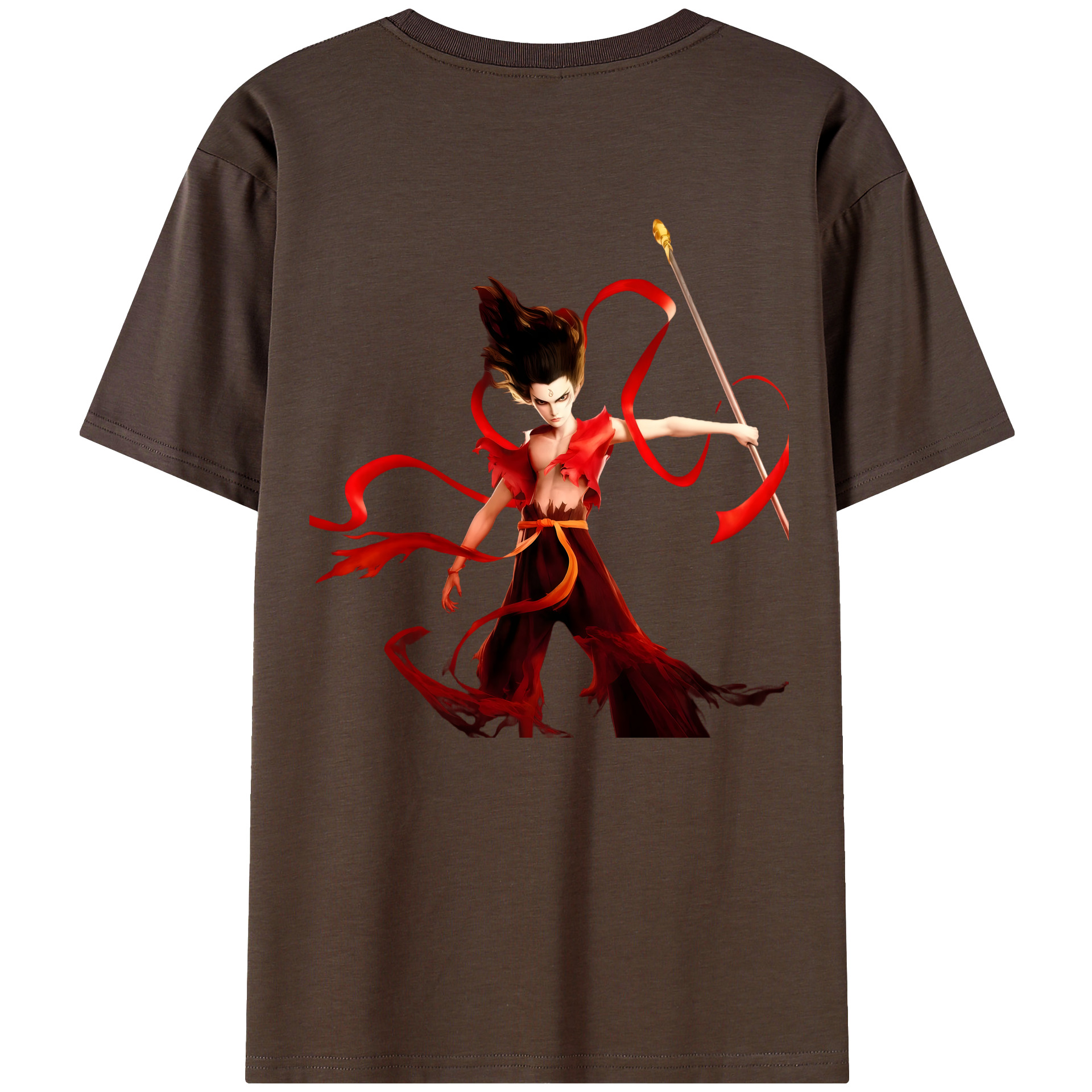 （画像用） Ne Zha 2 ナタ 魔童の大暴れ 綿100％半袖Tシャツ（背面プリント）