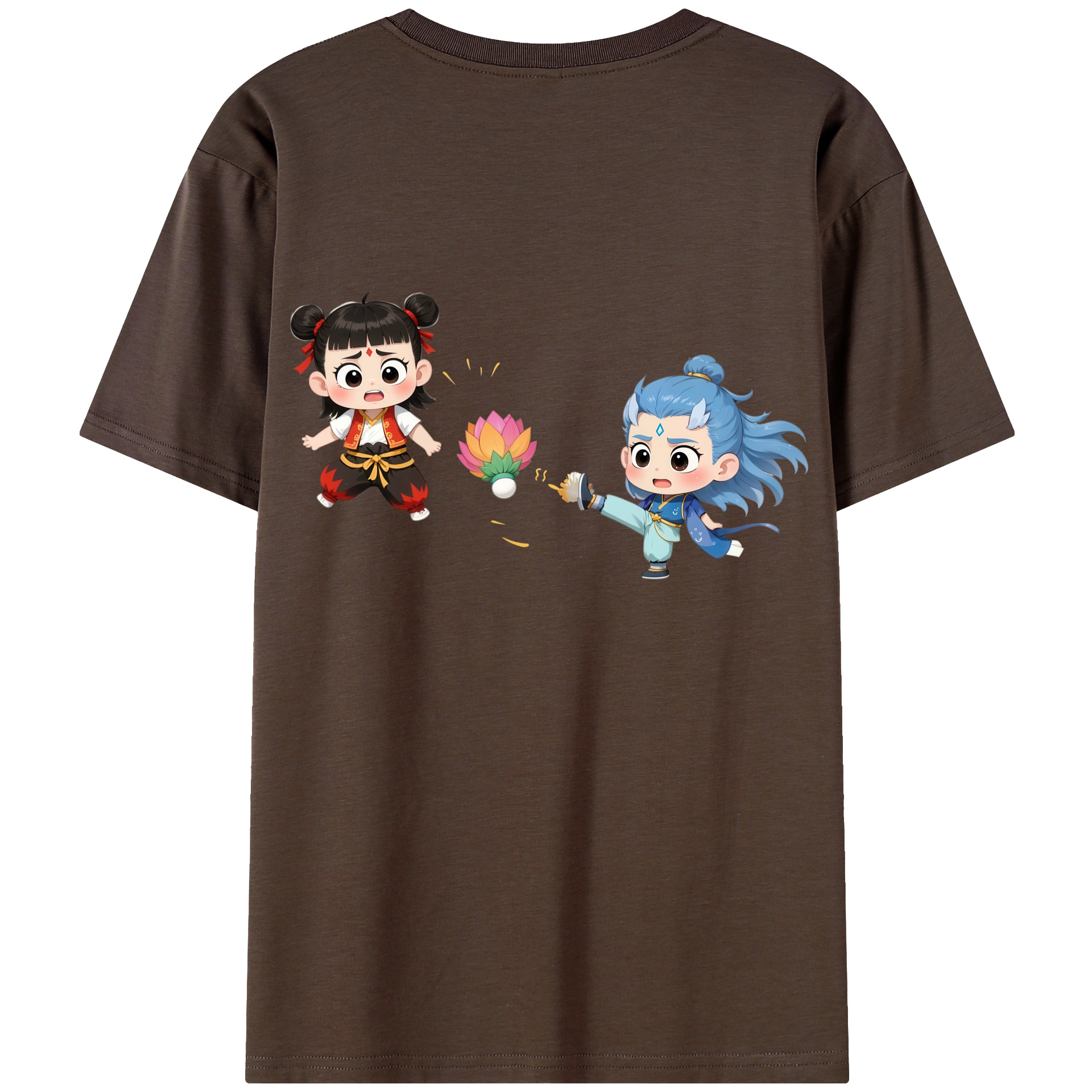 （画像用） Ne Zha 2 ナタ 魔童の大暴れ 綿100％半袖Tシャツ（背面プリント）