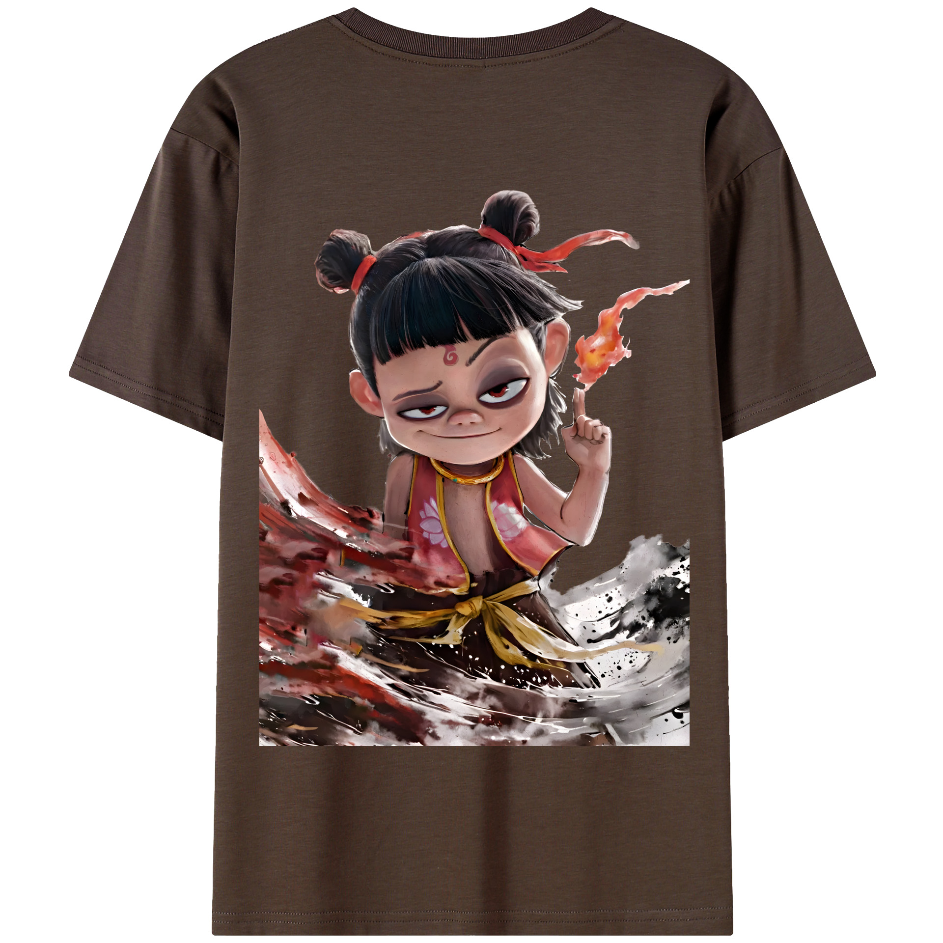 （画像用） Ne Zha 2 ナタ 魔童の大暴れ 綿100％半袖Tシャツ（背面プリント）