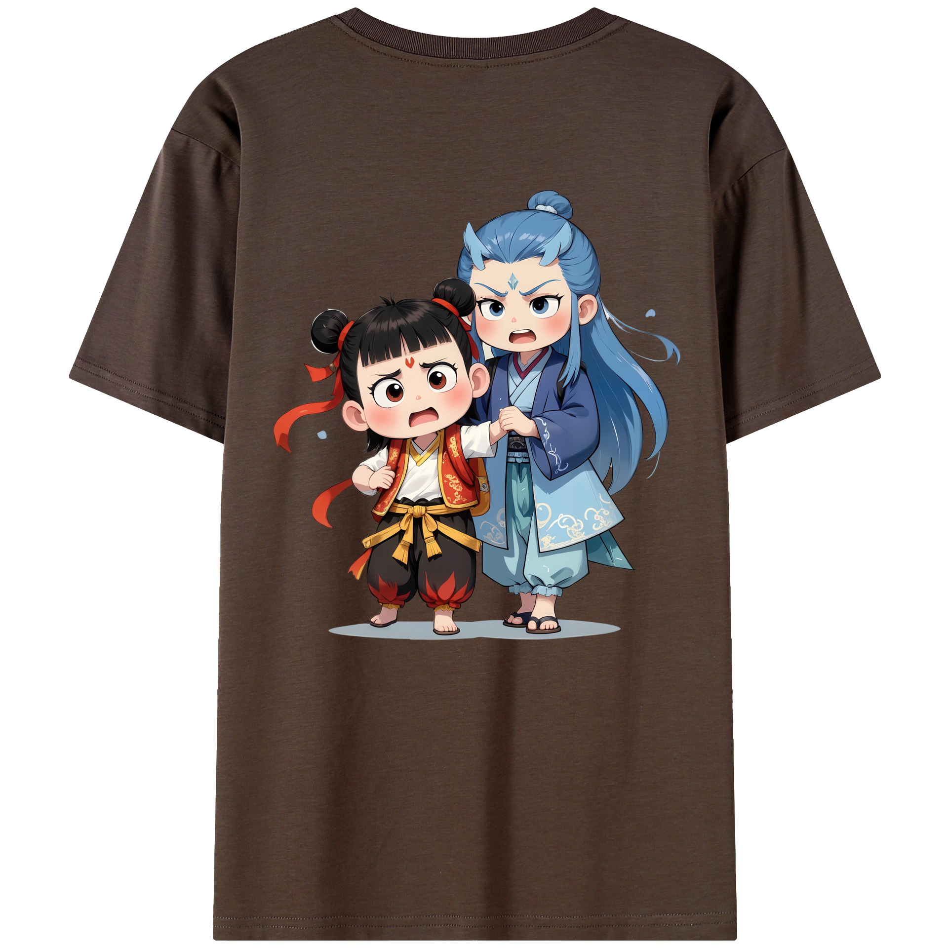 （画像用） Ne Zha 2 ナタ 魔童の大暴れ 綿100％半袖Tシャツ（背面プリント）