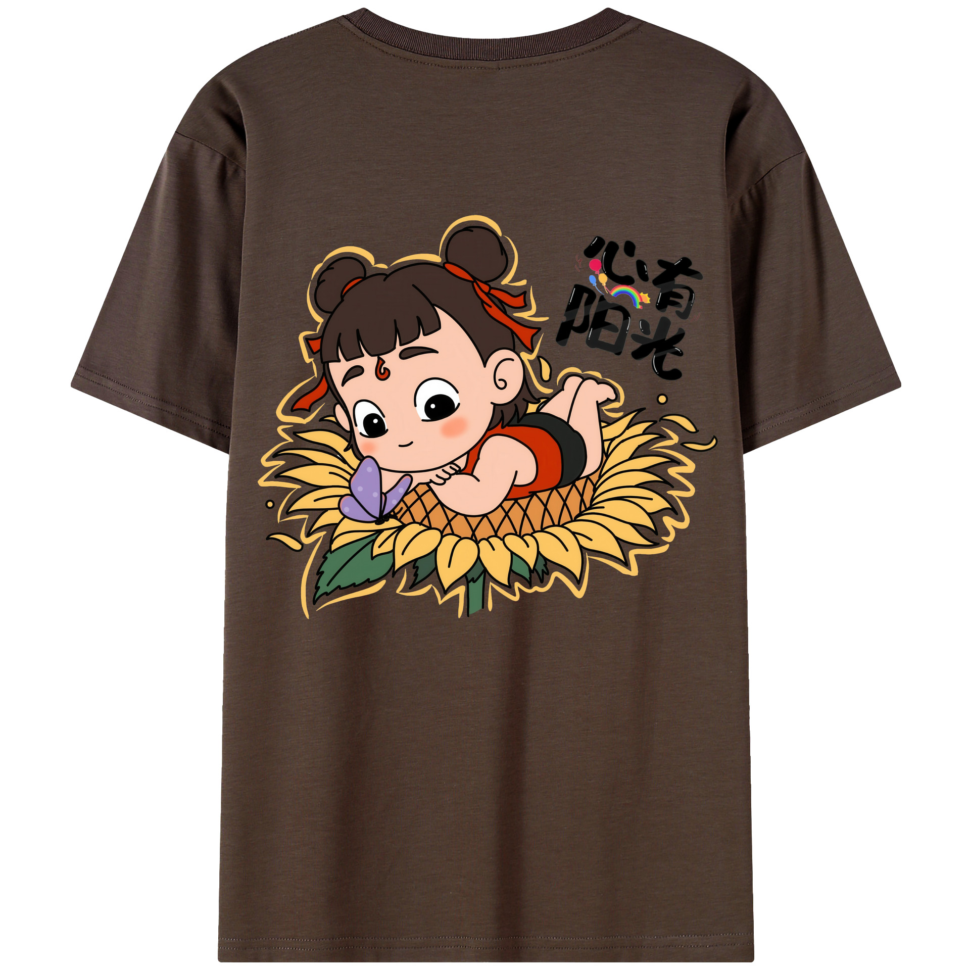（画像用） Ne Zha 2 ナタ 魔童の大暴れ 綿100％半袖Tシャツ（背面プリント）