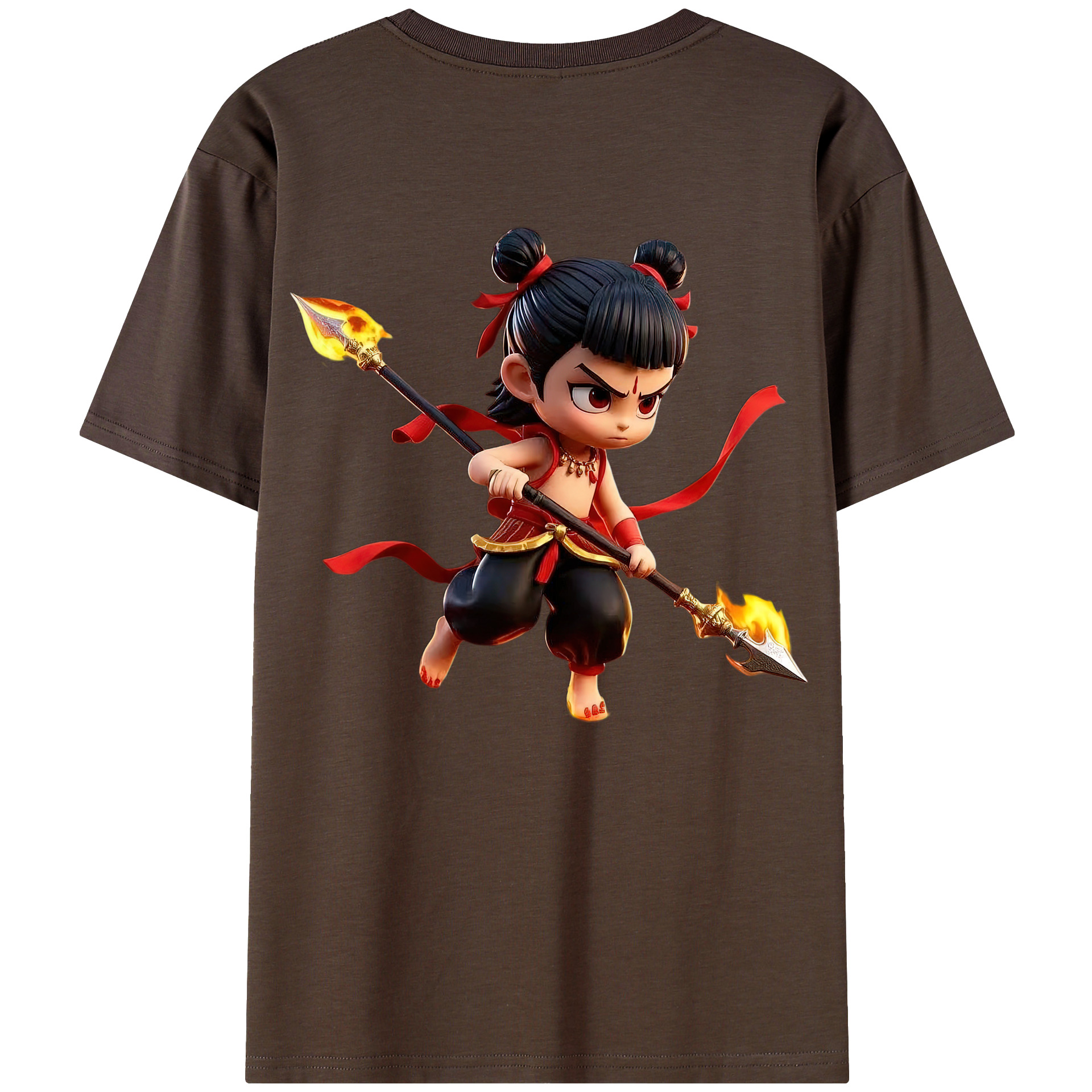 （画像用） Ne Zha 2 ナタ 魔童の大暴れ 綿100％半袖Tシャツ（背面プリント）