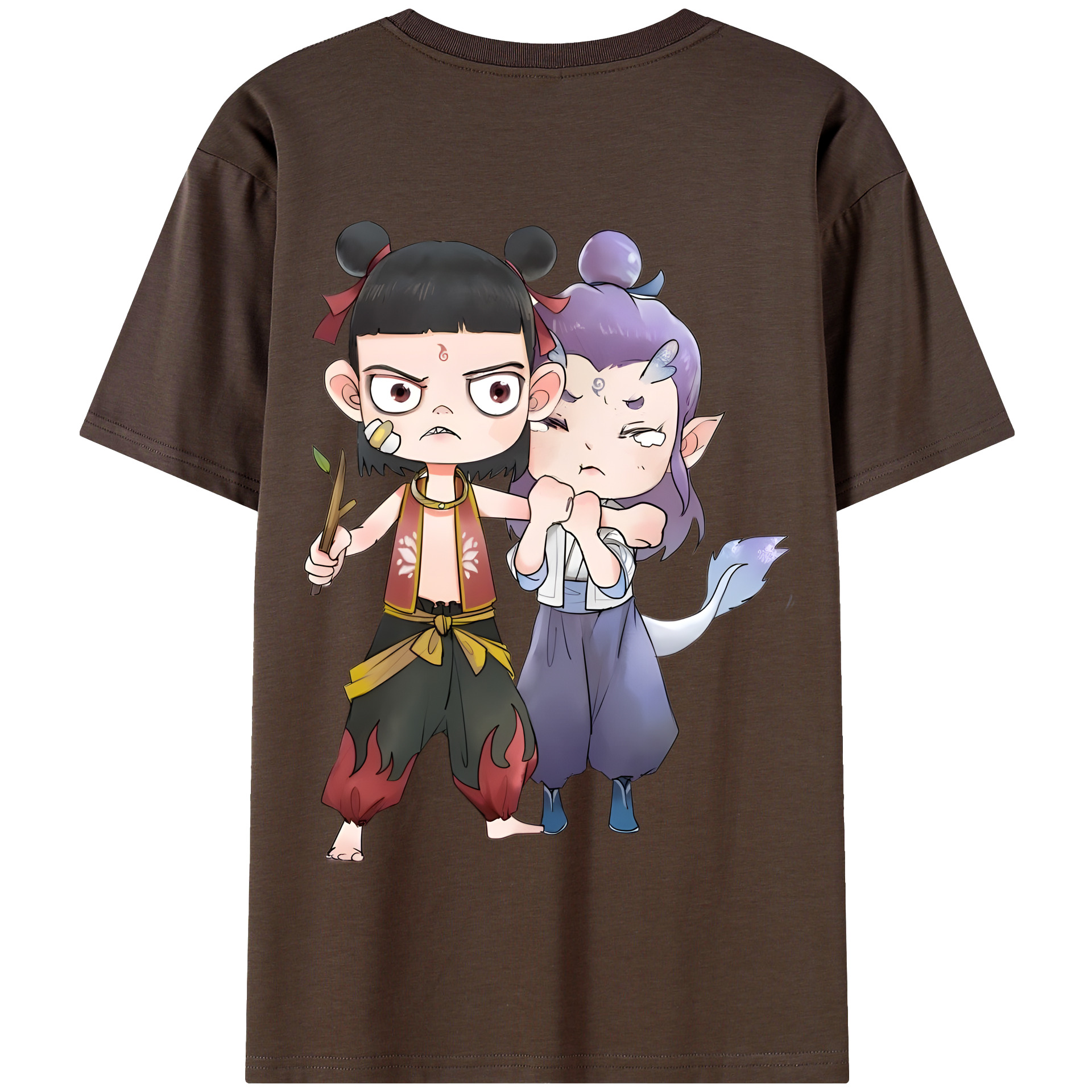 （画像用） Ne Zha 2 ナタ 魔童の大暴れ 綿100％半袖Tシャツ（背面プリント）