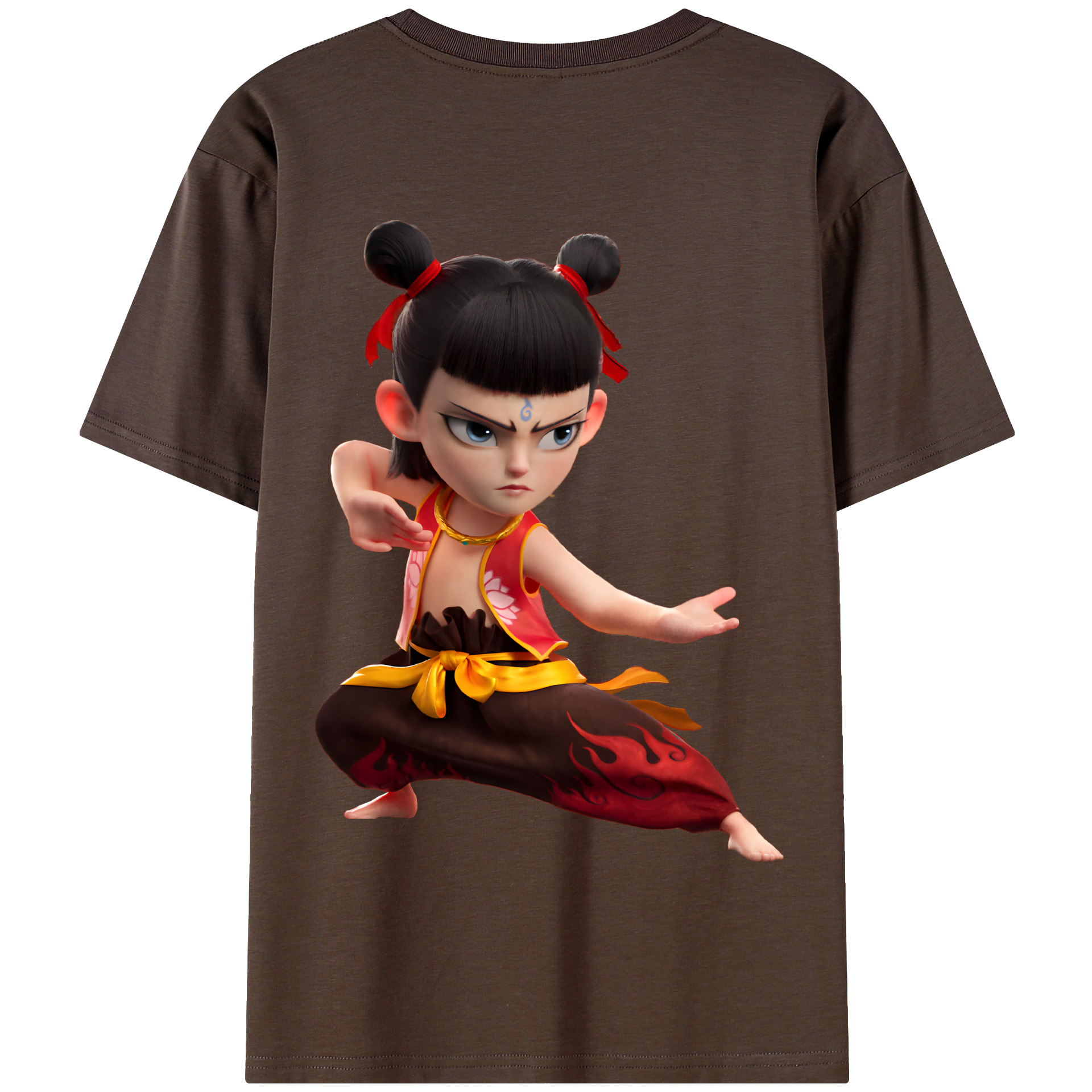 （画像用） Ne Zha 2 ナタ 魔童の大暴れ 綿100％半袖Tシャツ（背面プリント）