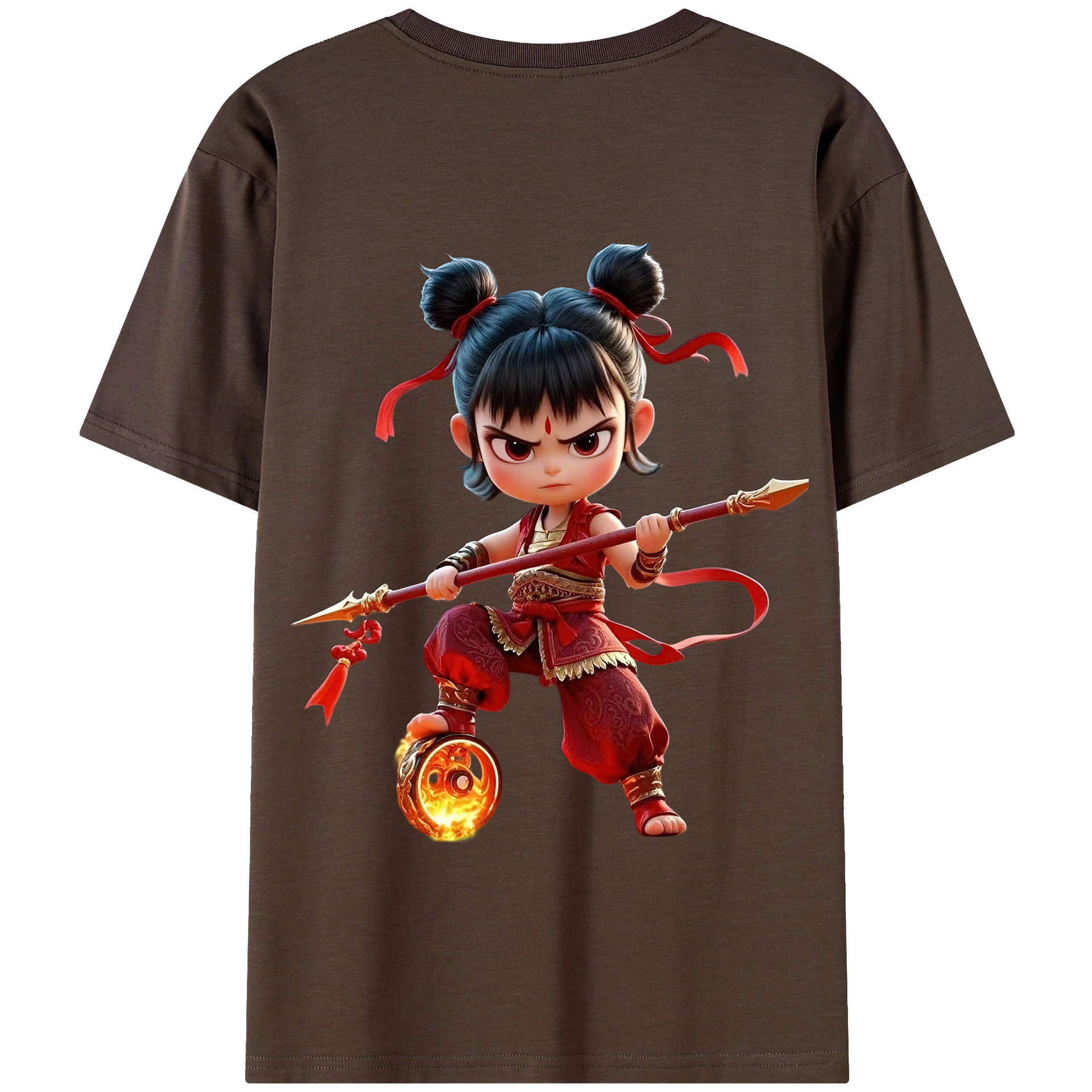 （画像用） Ne Zha 2 ナタ 魔童の大暴れ 綿100％半袖Tシャツ（背面プリント）