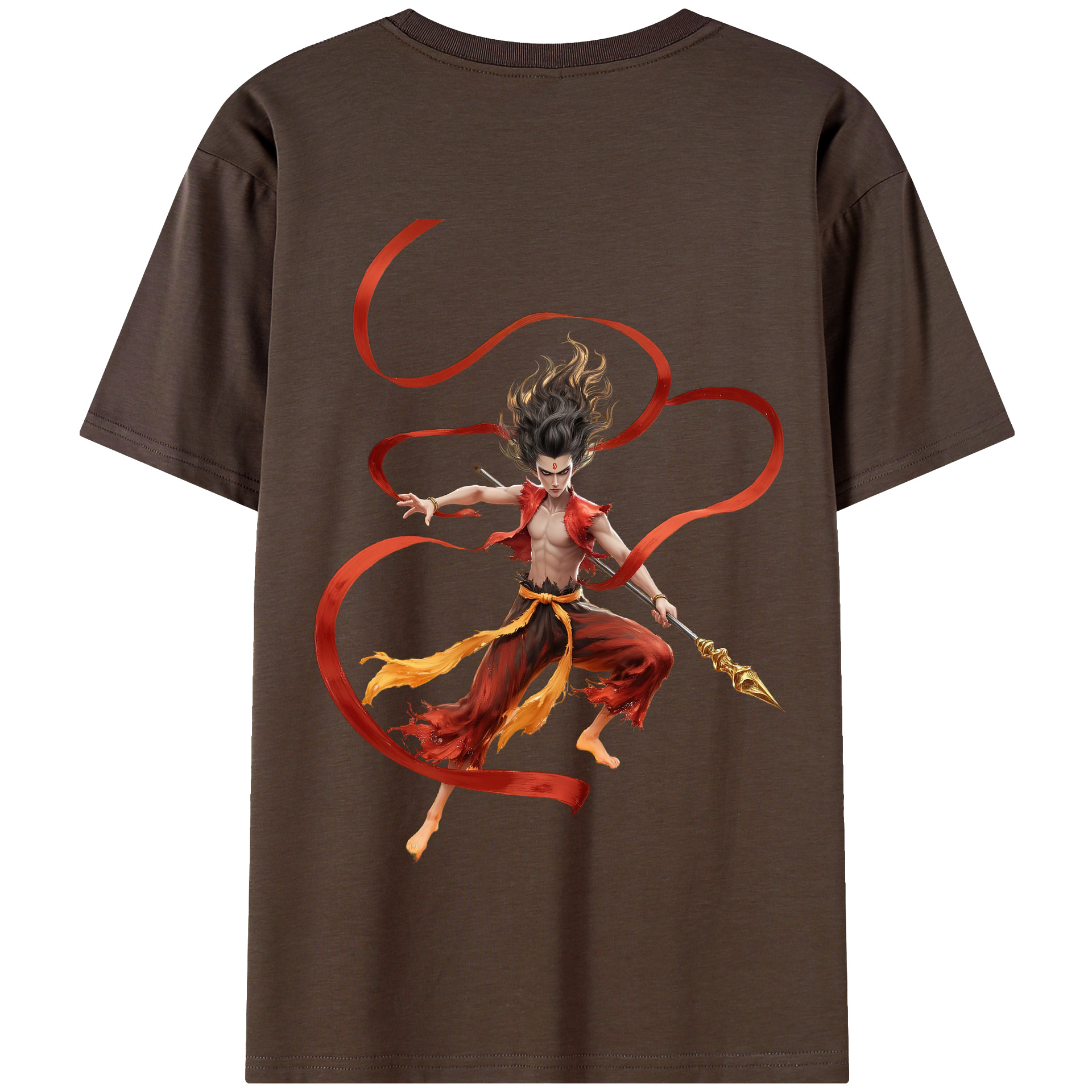 （画像用） Ne Zha 2 ナタ 魔童の大暴れ 綿100％半袖Tシャツ（背面プリント）