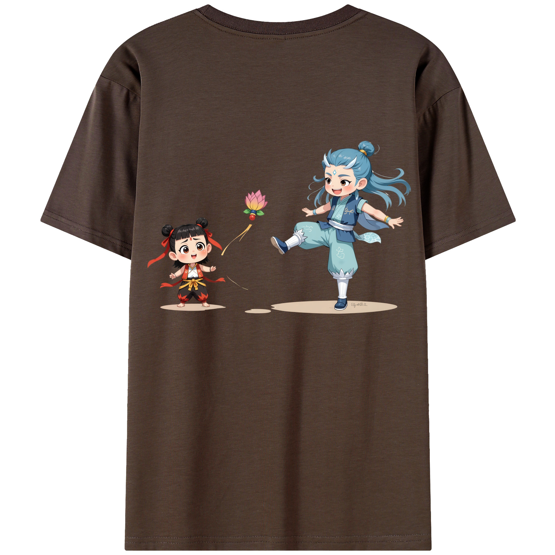 （画像用） Ne Zha 2 ナタ 魔童の大暴れ 綿100％半袖Tシャツ（背面プリント）