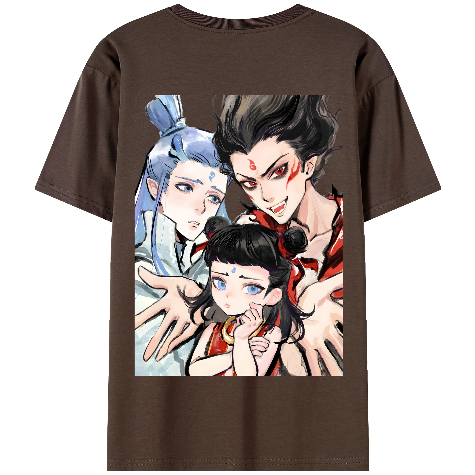 （画像用） Ne Zha 2 ナタ 魔童の大暴れ 綿100％半袖Tシャツ（背面プリント）
