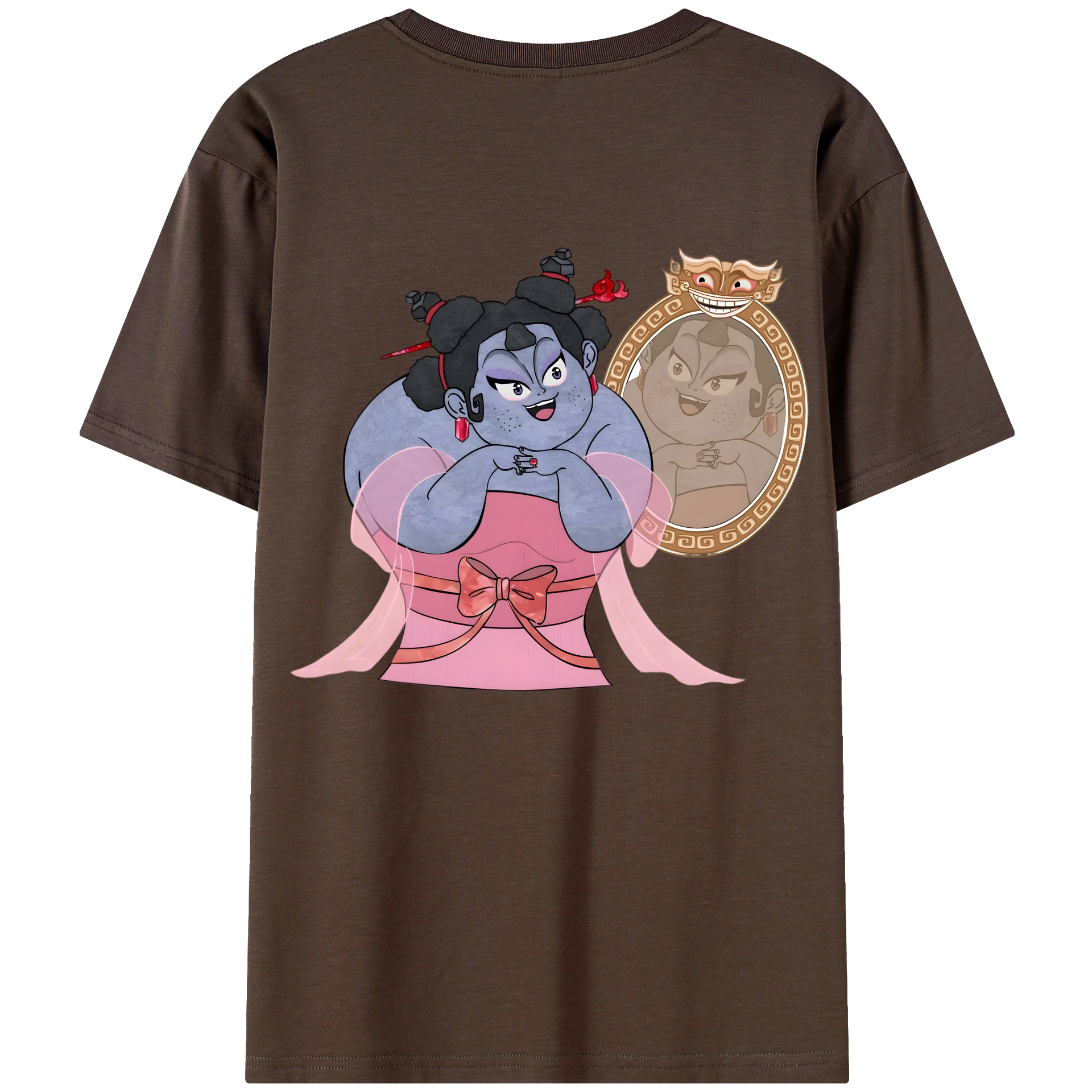 （画像用） Ne Zha 2 ナタ 魔童の大暴れ 綿100％半袖Tシャツ（背面プリント）
