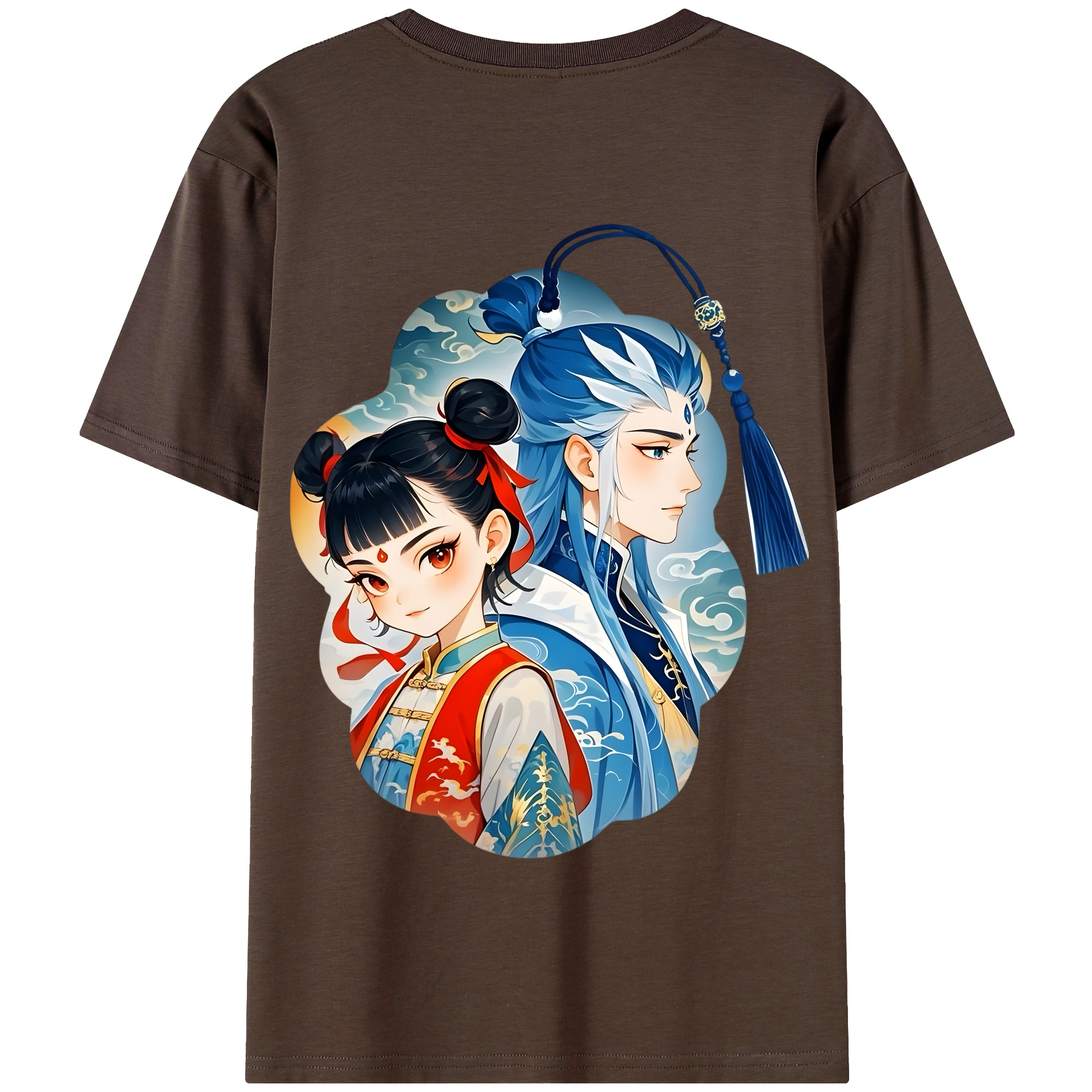 （画像用） Ne Zha 2 ナタ 魔童の大暴れ 綿100％半袖Tシャツ（背面プリント）