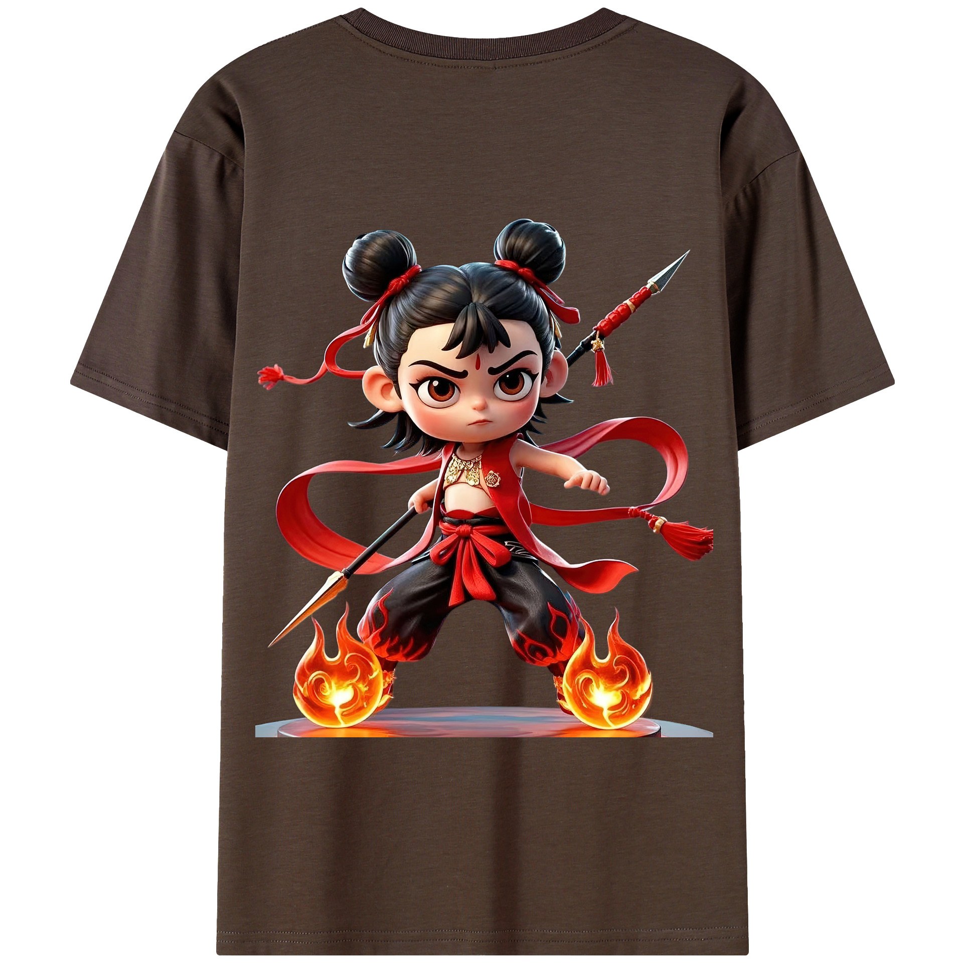 （画像用） Ne Zha 2 ナタ 魔童の大暴れ 綿100％半袖Tシャツ（背面プリント）