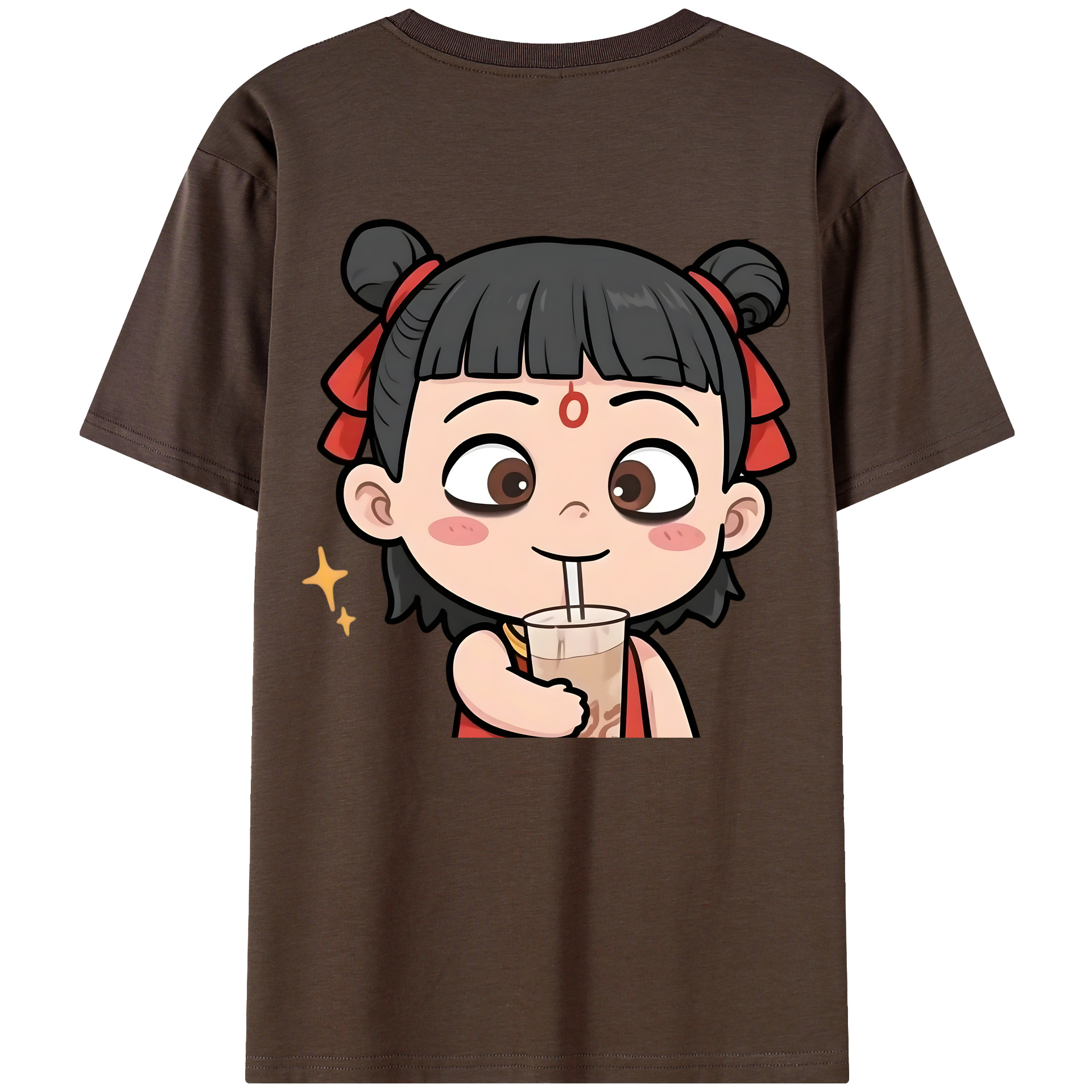 （画像用） Ne Zha 2 ナタ 魔童の大暴れ 綿100％半袖Tシャツ（背面プリント）