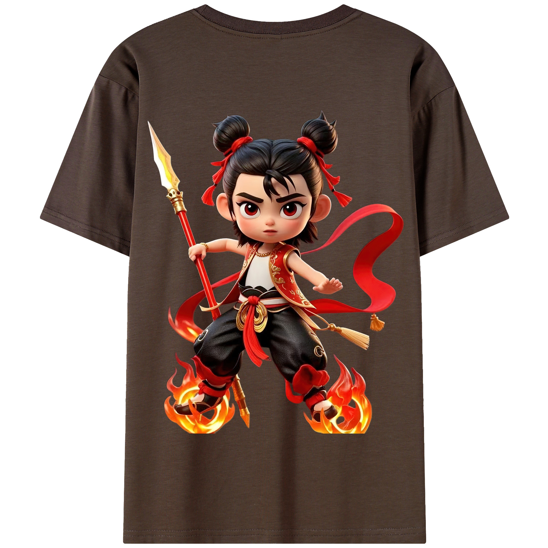 （画像用） Ne Zha 2 ナタ 魔童の大暴れ 綿100％半袖Tシャツ（背面プリント）