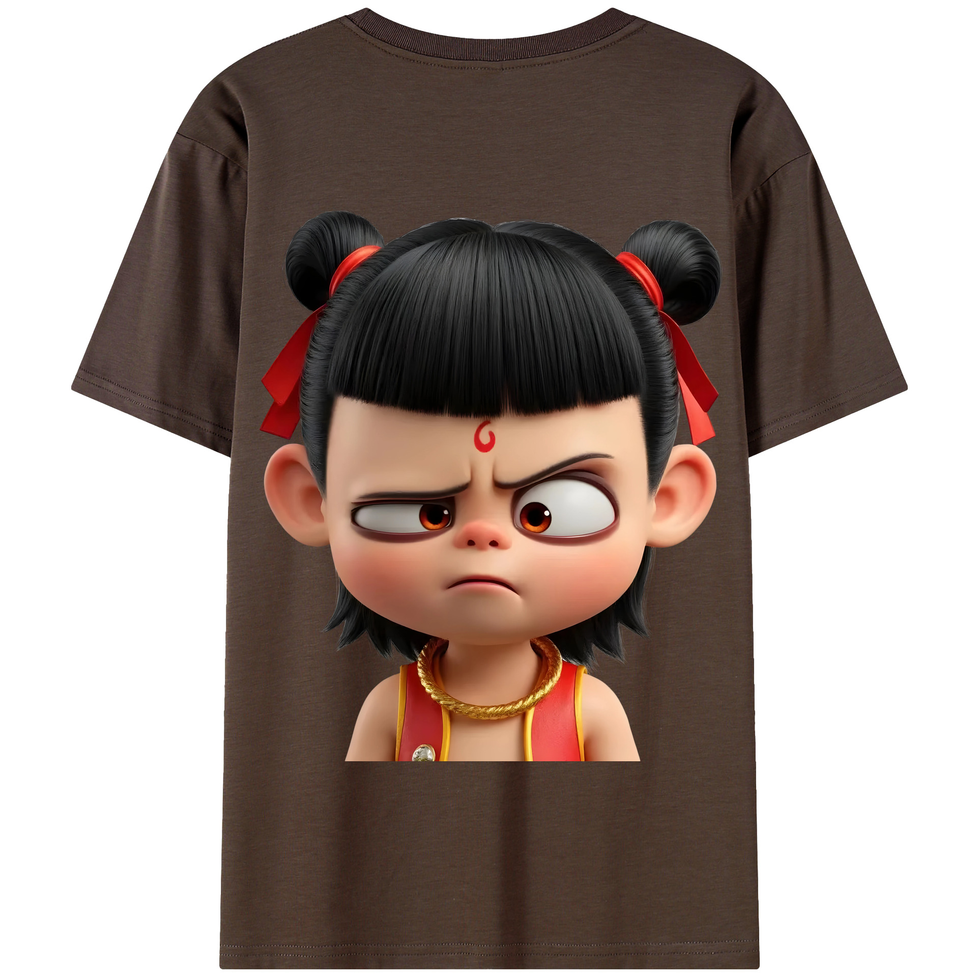 （画像用） Ne Zha 2 ナタ 魔童の大暴れ 綿100％半袖Tシャツ（背面プリント）