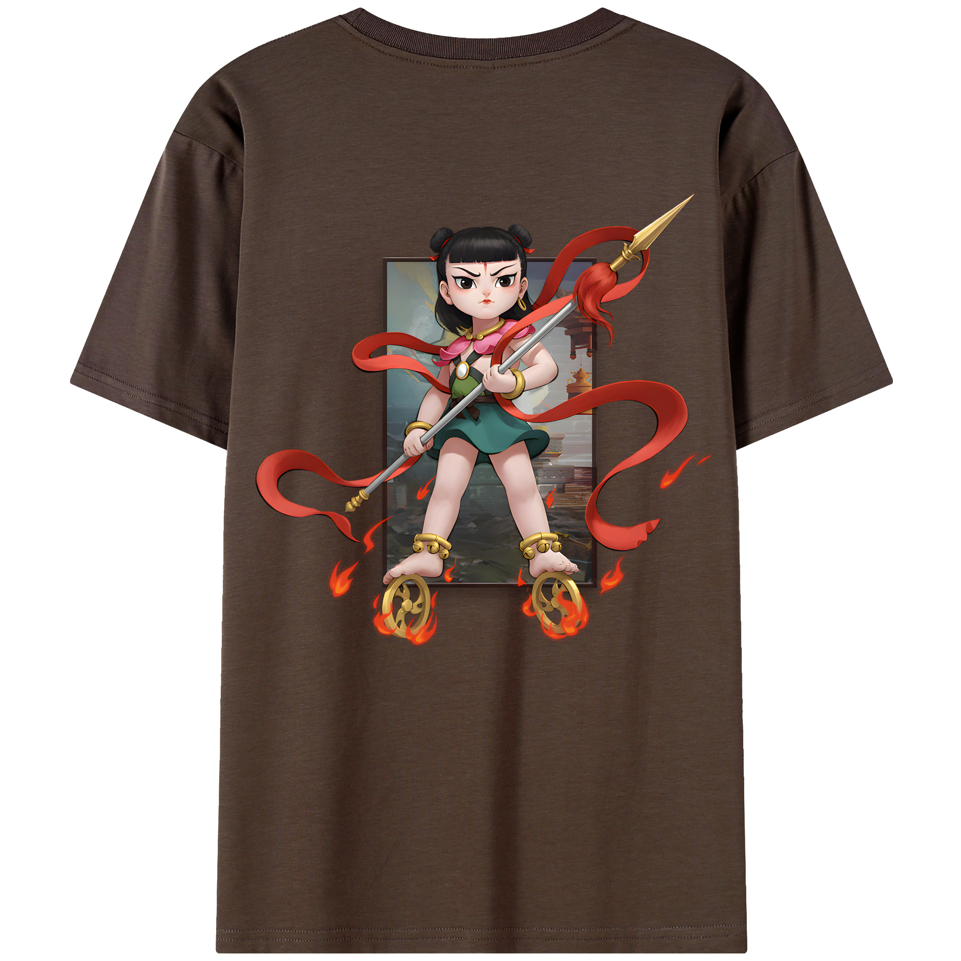 （画像用） Ne Zha 2 ナタ 魔童の大暴れ 綿100％半袖Tシャツ（背面プリント）
