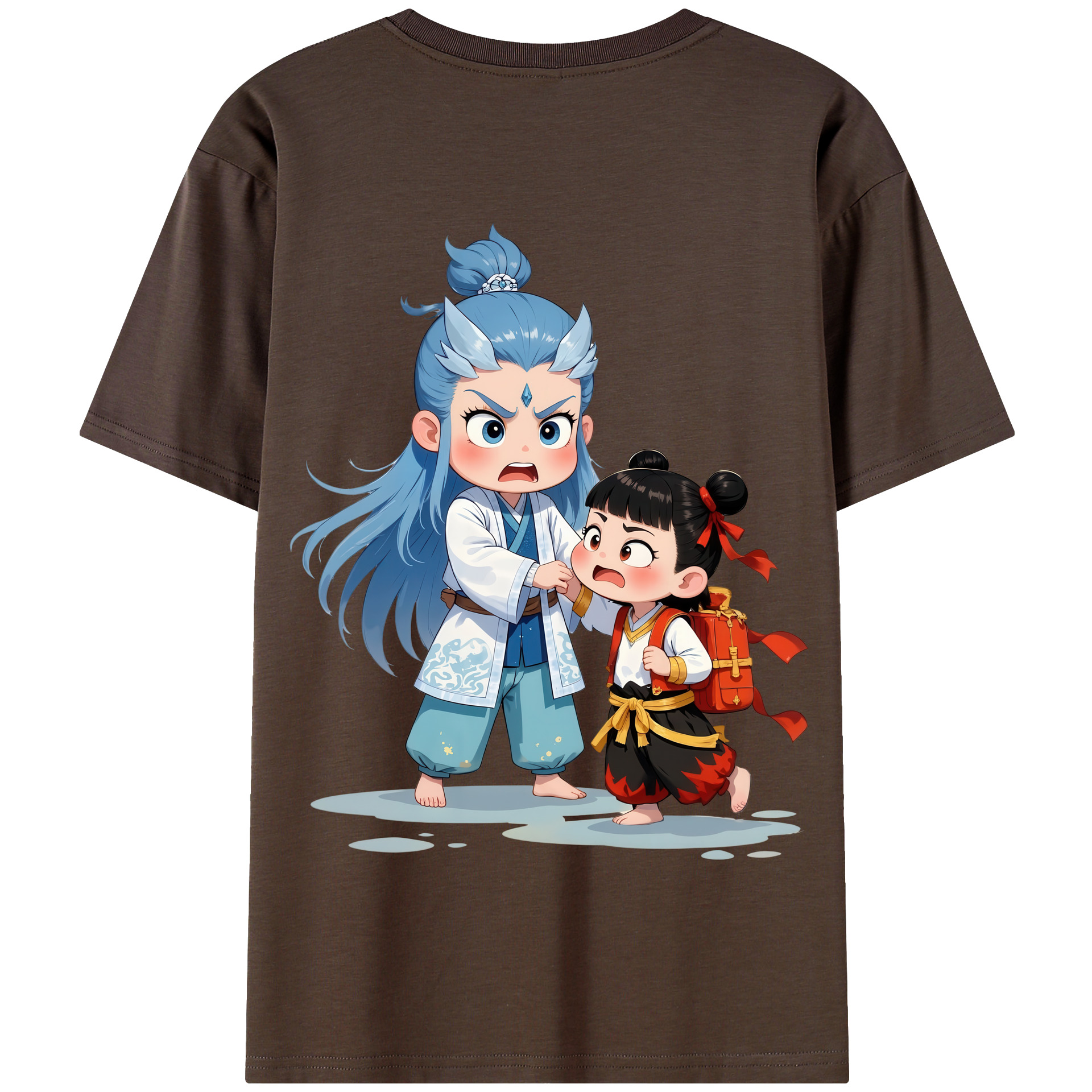 （画像用） Ne Zha 2 ナタ 魔童の大暴れ 綿100％半袖Tシャツ（背面プリント）