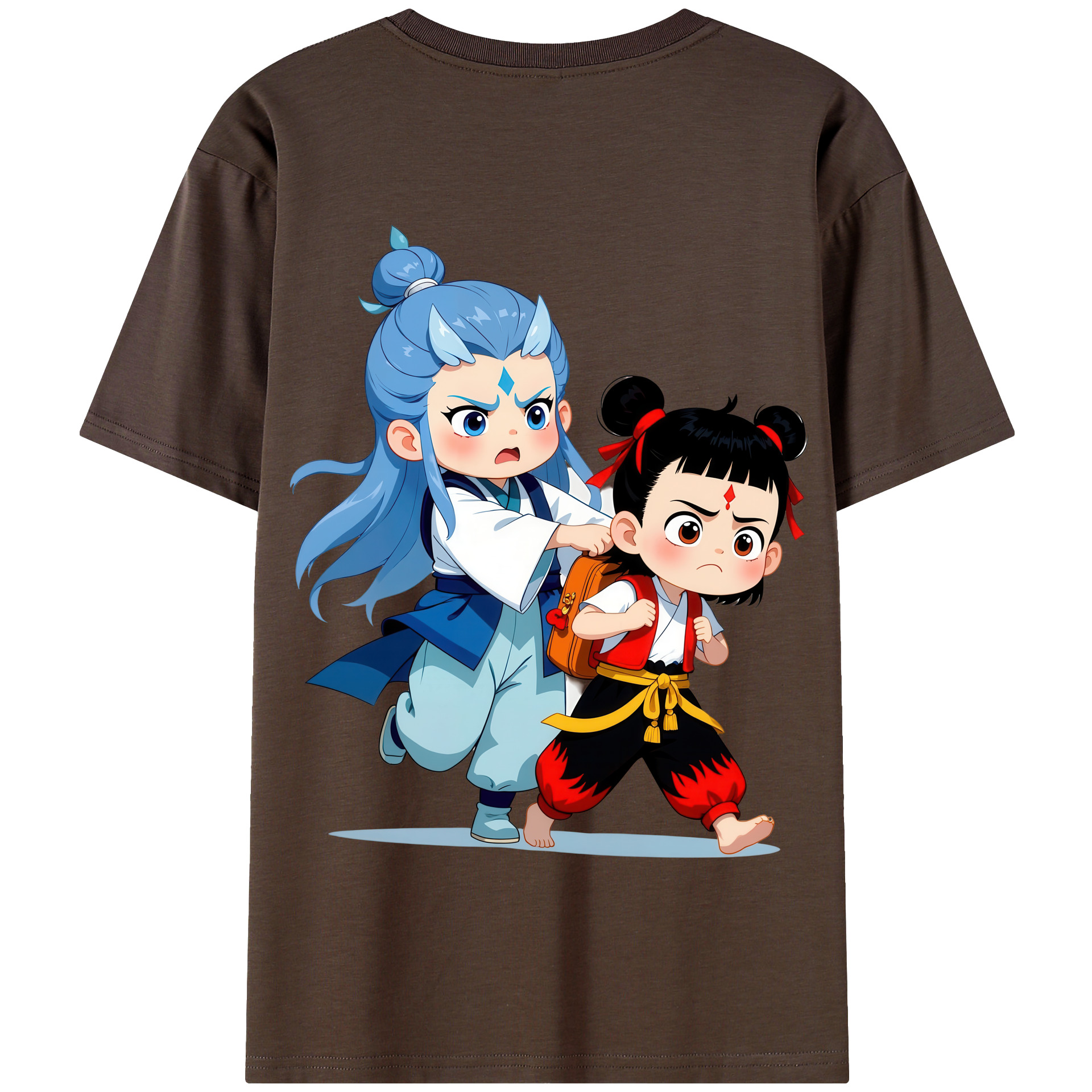 （画像用） Ne Zha 2 ナタ 魔童の大暴れ 綿100％半袖Tシャツ（背面プリント）