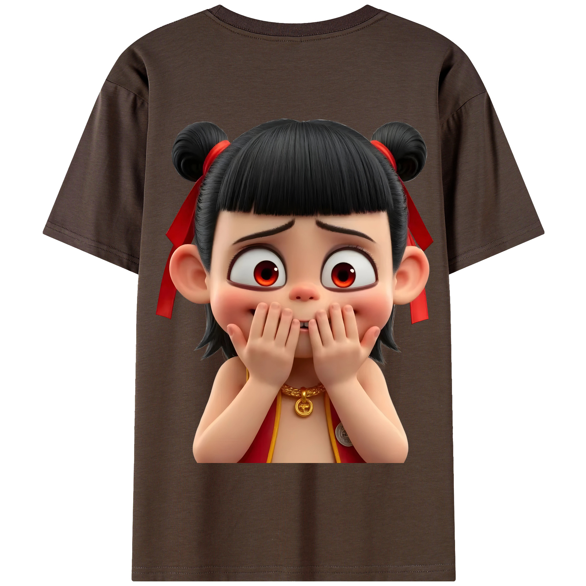 （画像用） Ne Zha 2 ナタ 魔童の大暴れ 綿100％半袖Tシャツ（背面プリント）