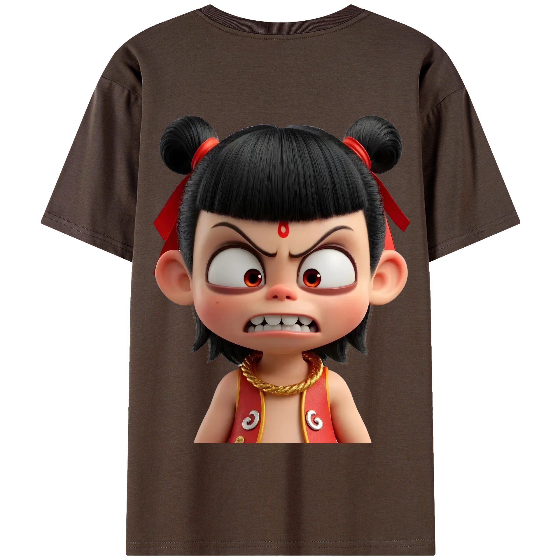 （画像用） Ne Zha 2 ナタ 魔童の大暴れ 綿100％半袖Tシャツ（背面プリント）