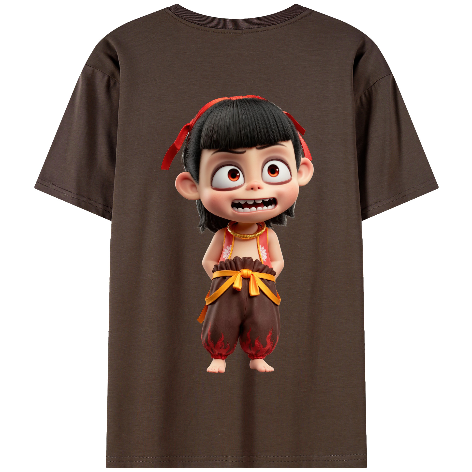 （画像用） Ne Zha 2 ナタ 魔童の大暴れ 綿100％半袖Tシャツ（背面プリント）